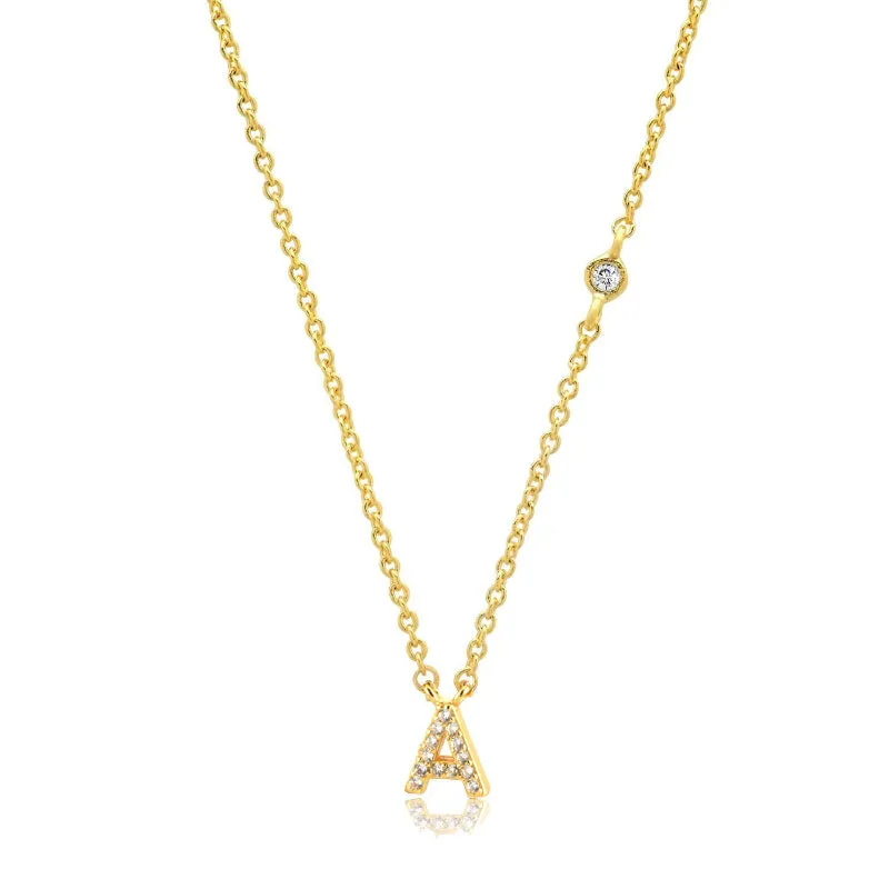 Personalized Mini Zircon A-Z Initial Letter Pendant Necklaces