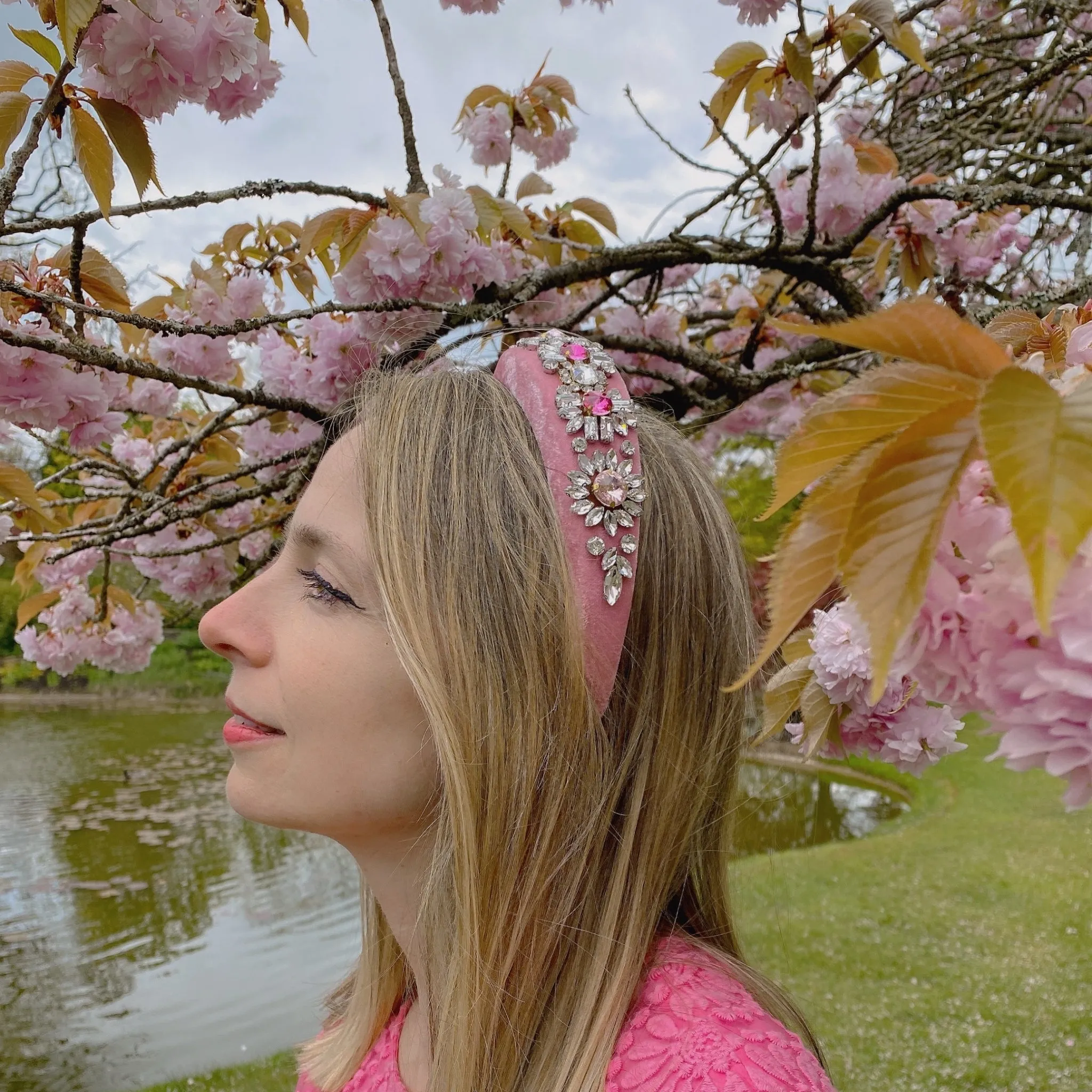 Pink Jewelled Headband Padded Headband Floral