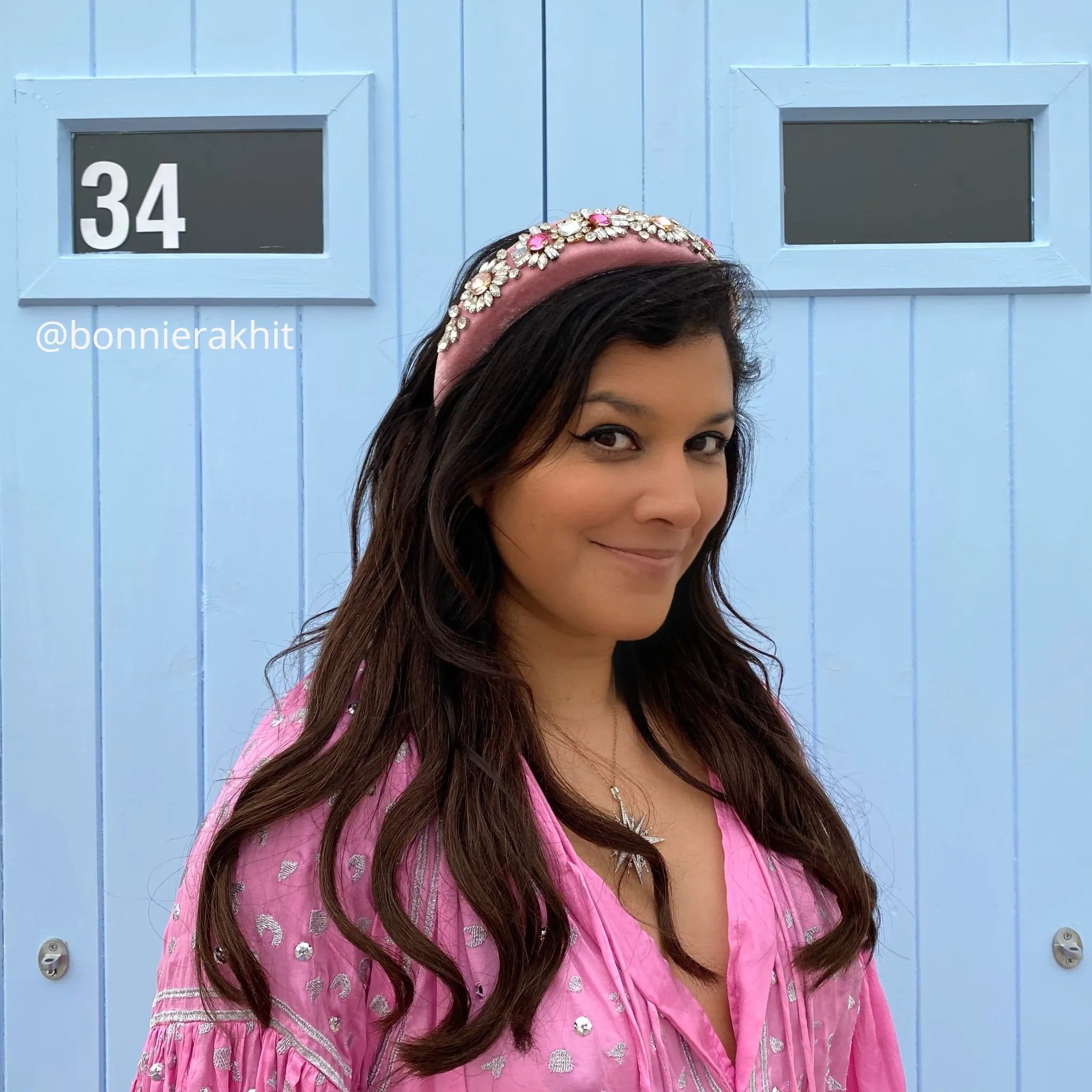 Pink Jewelled Headband Padded Headband Floral