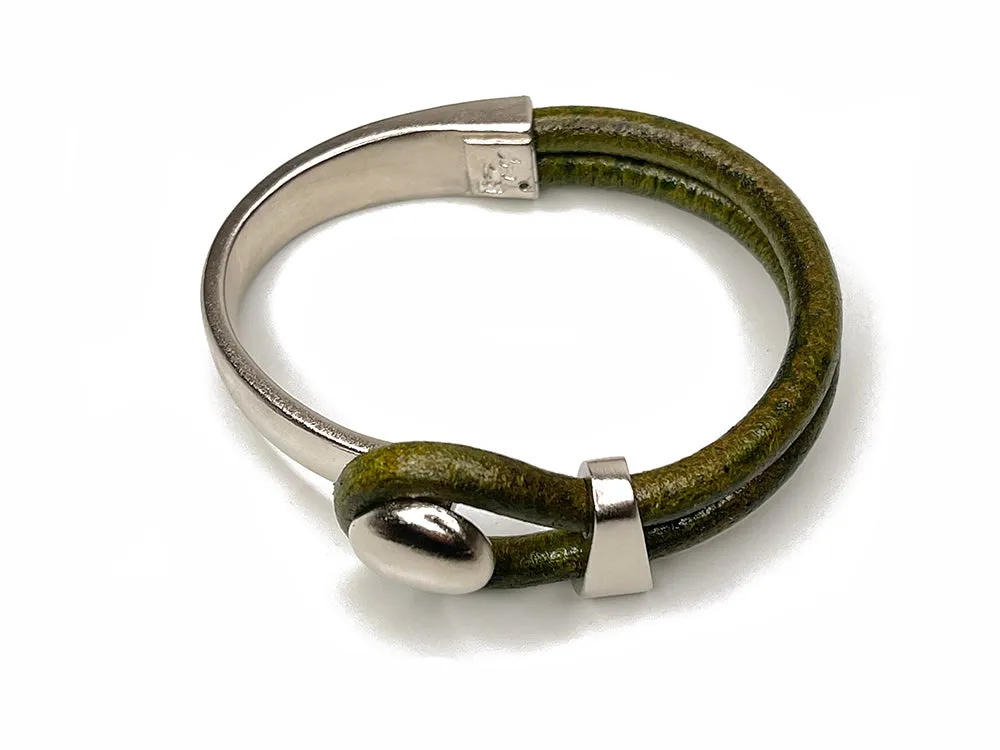 Platinum Lasso Knob & Slide Leather Bracelet
