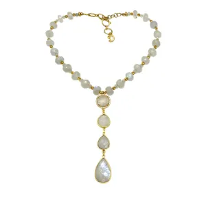 Rainbow Moonstone and Vermeil Drop Necklace