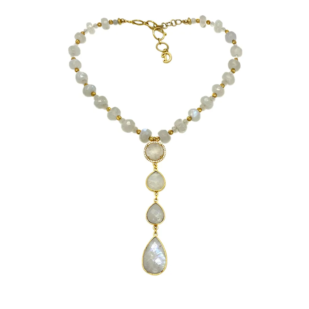 Rainbow Moonstone and Vermeil Drop Necklace