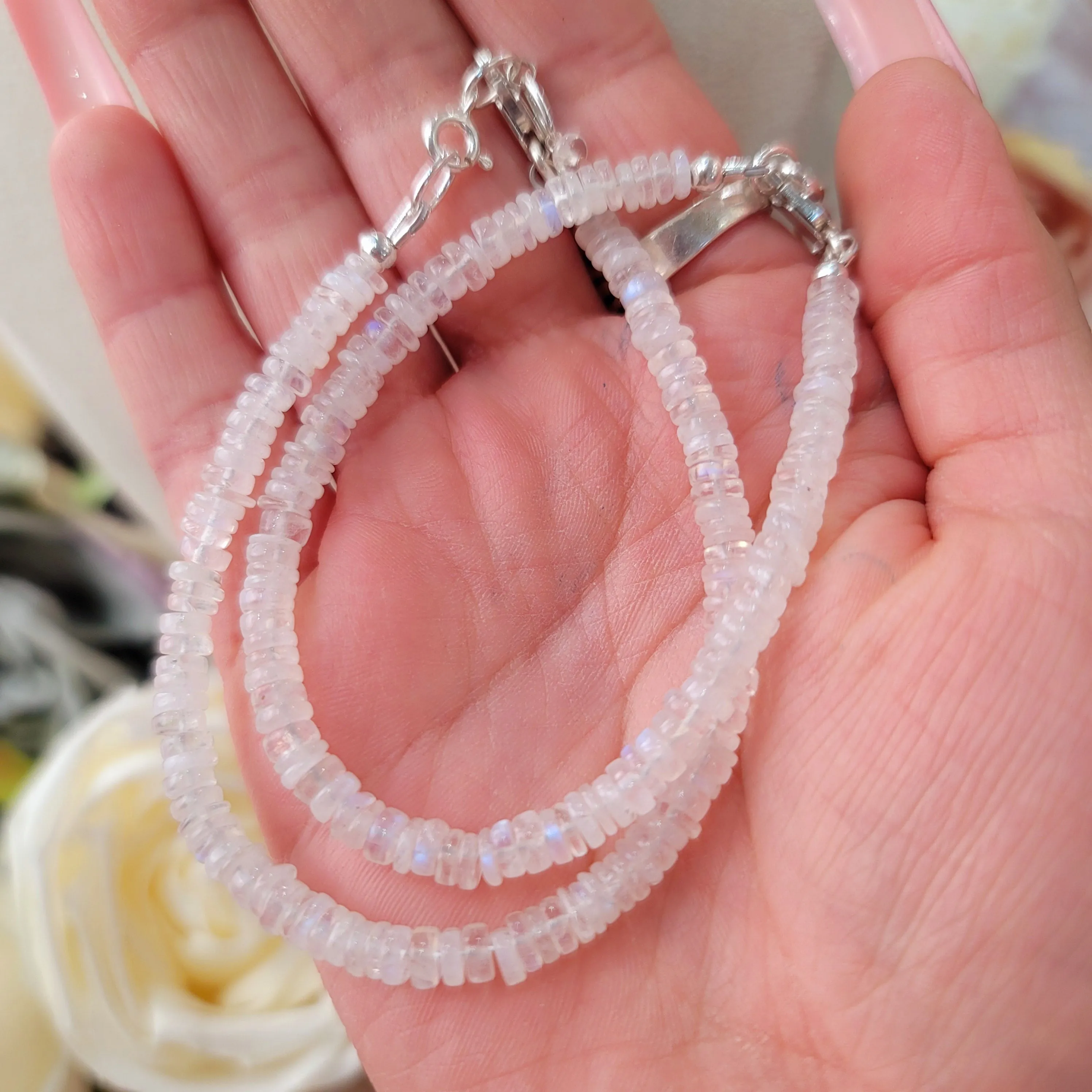 Rainbow Moonstone Rondelle Bracelet for New Beginnings