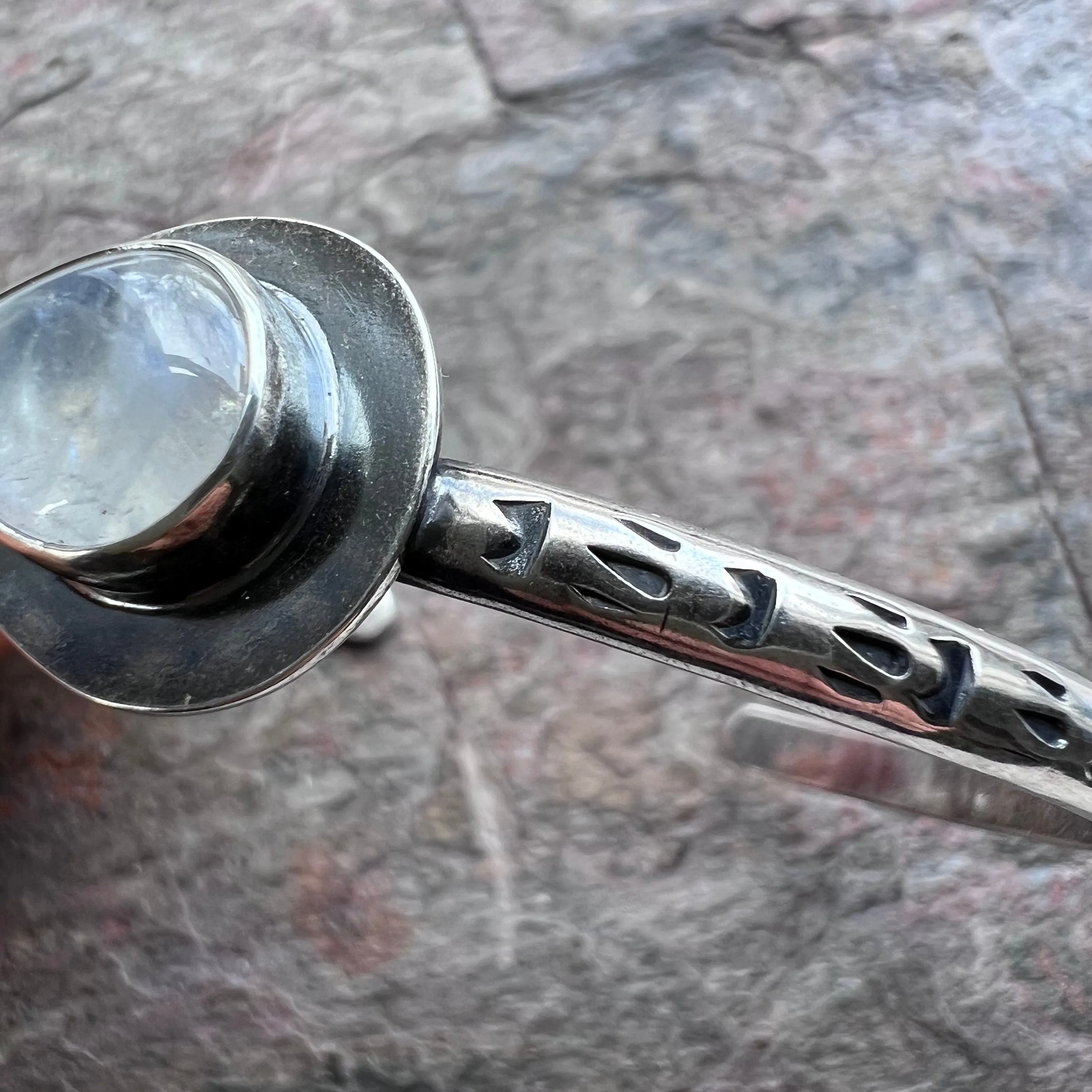Rainbow Moonstone Sterling Silver Bracelet - Handmade One-of-a-kind Bracelet