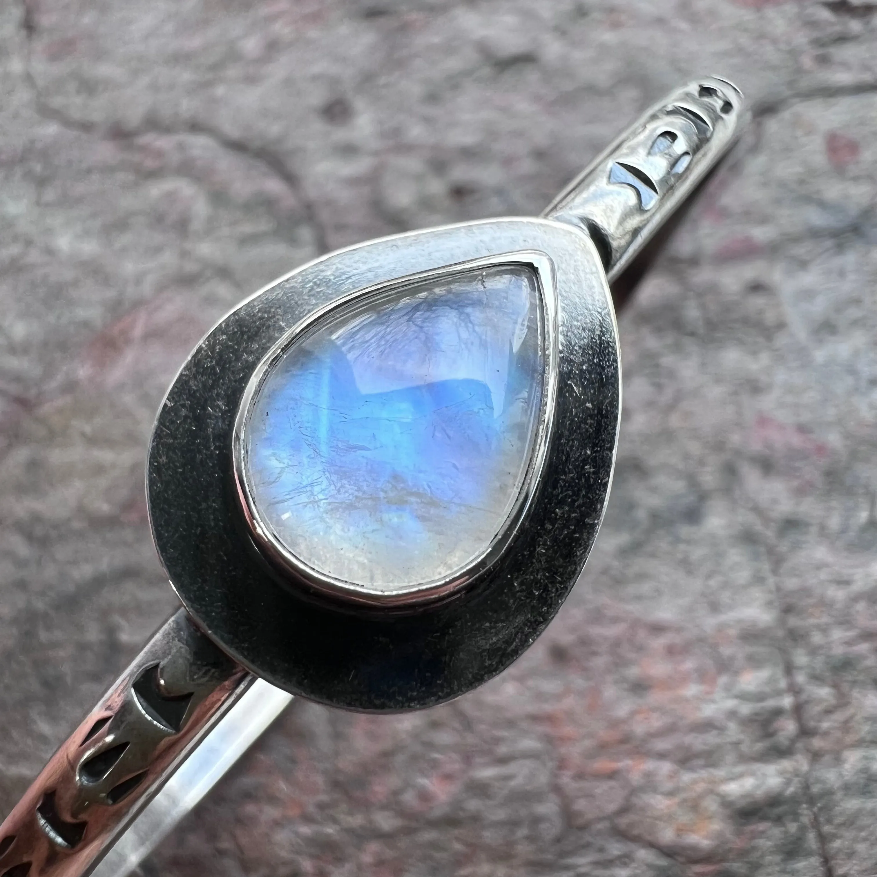 Rainbow Moonstone Sterling Silver Bracelet - Handmade One-of-a-kind Bracelet