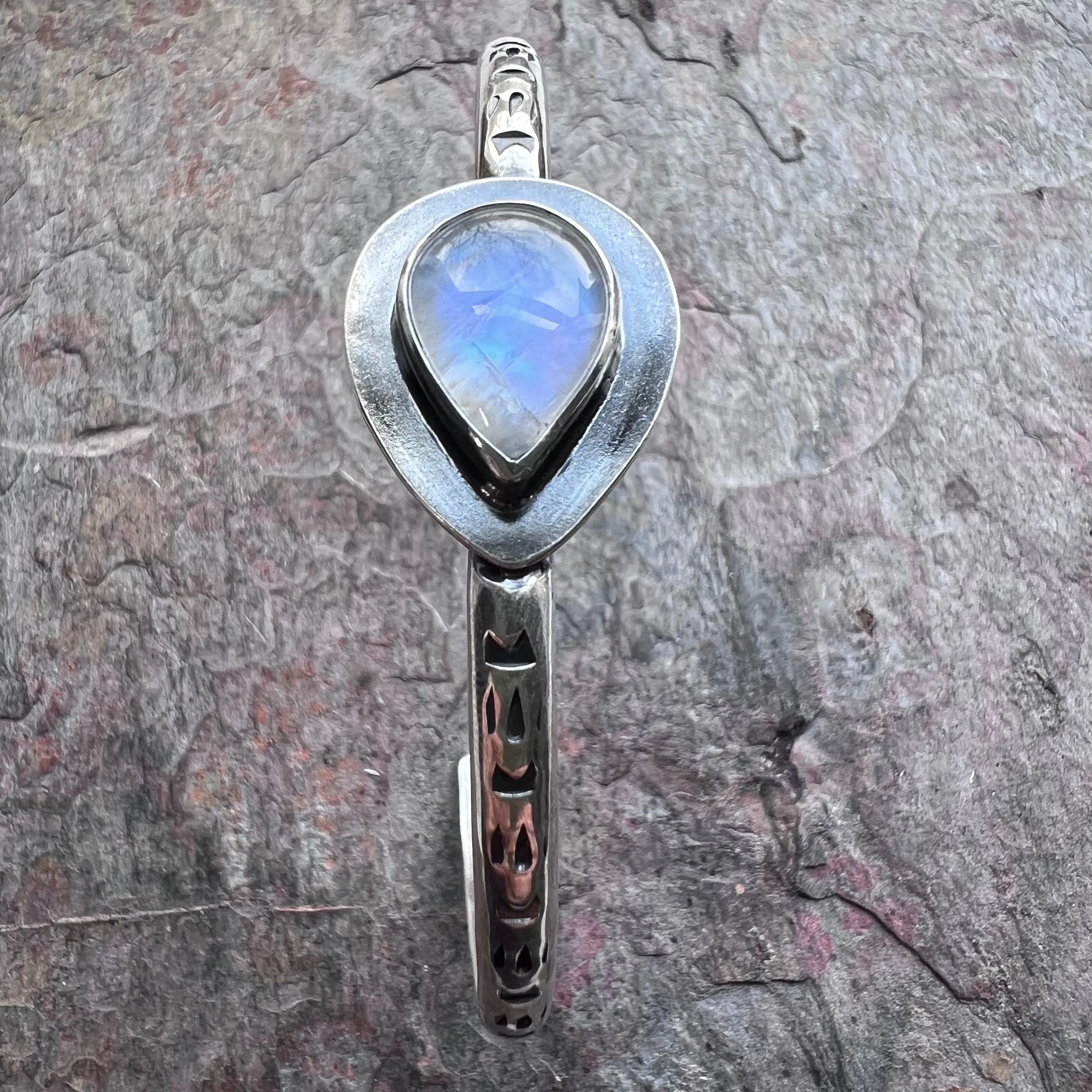 Rainbow Moonstone Sterling Silver Bracelet - Handmade One-of-a-kind Bracelet