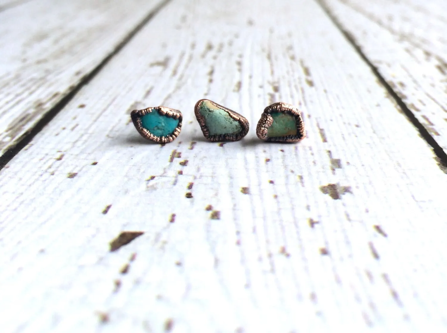 Raw turquoise stud earrings | Turquoise nugget sterling silver post earring