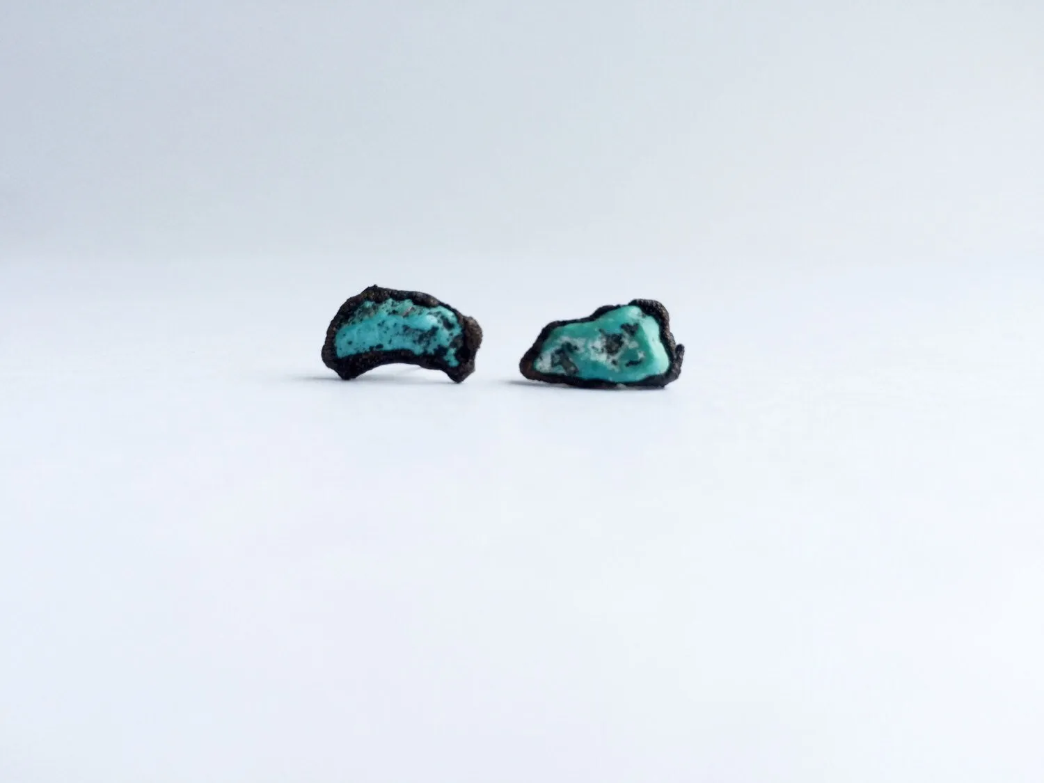 Raw turquoise stud earrings | Turquoise nugget sterling silver post earring