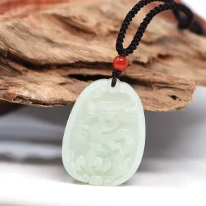 RealJade® Genuine HeTian White Nephrite Jade Dragon Pendant Necklace