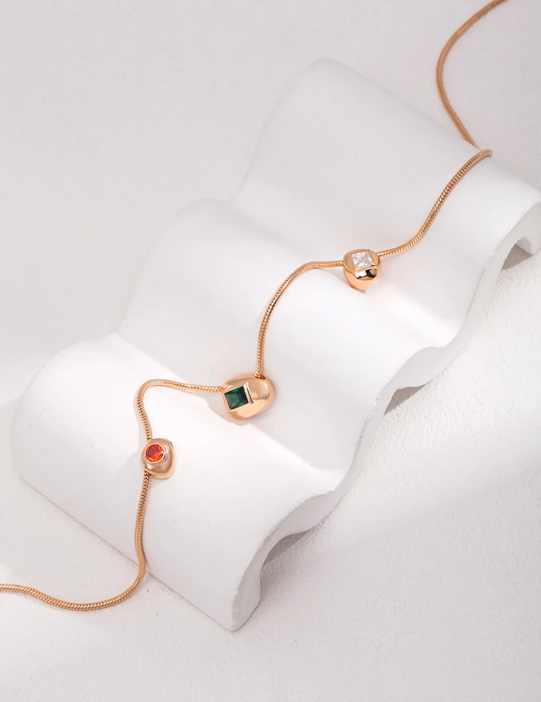 Red Green White Zircon Necklace