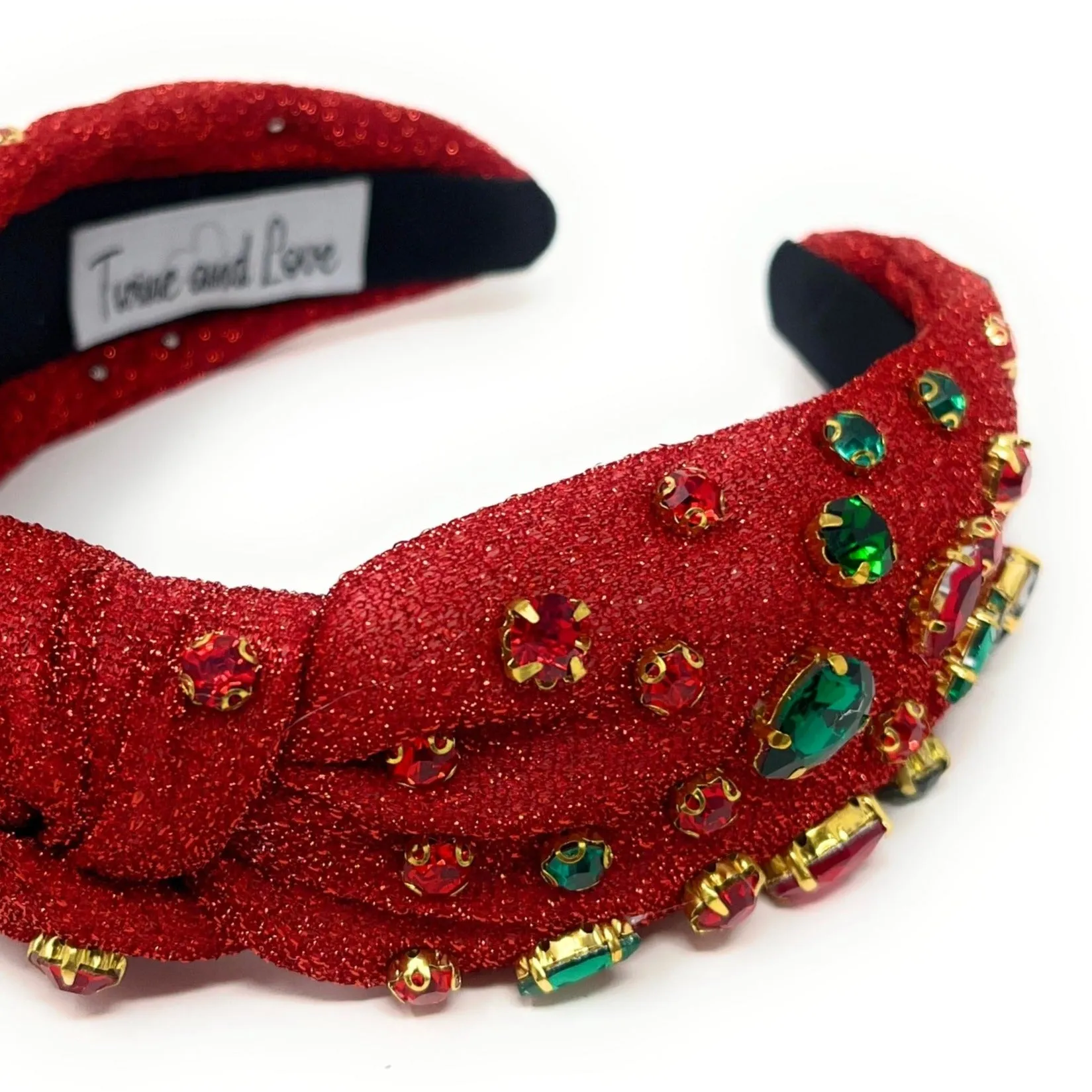 Red Shimmer Jeweled Knot Headband