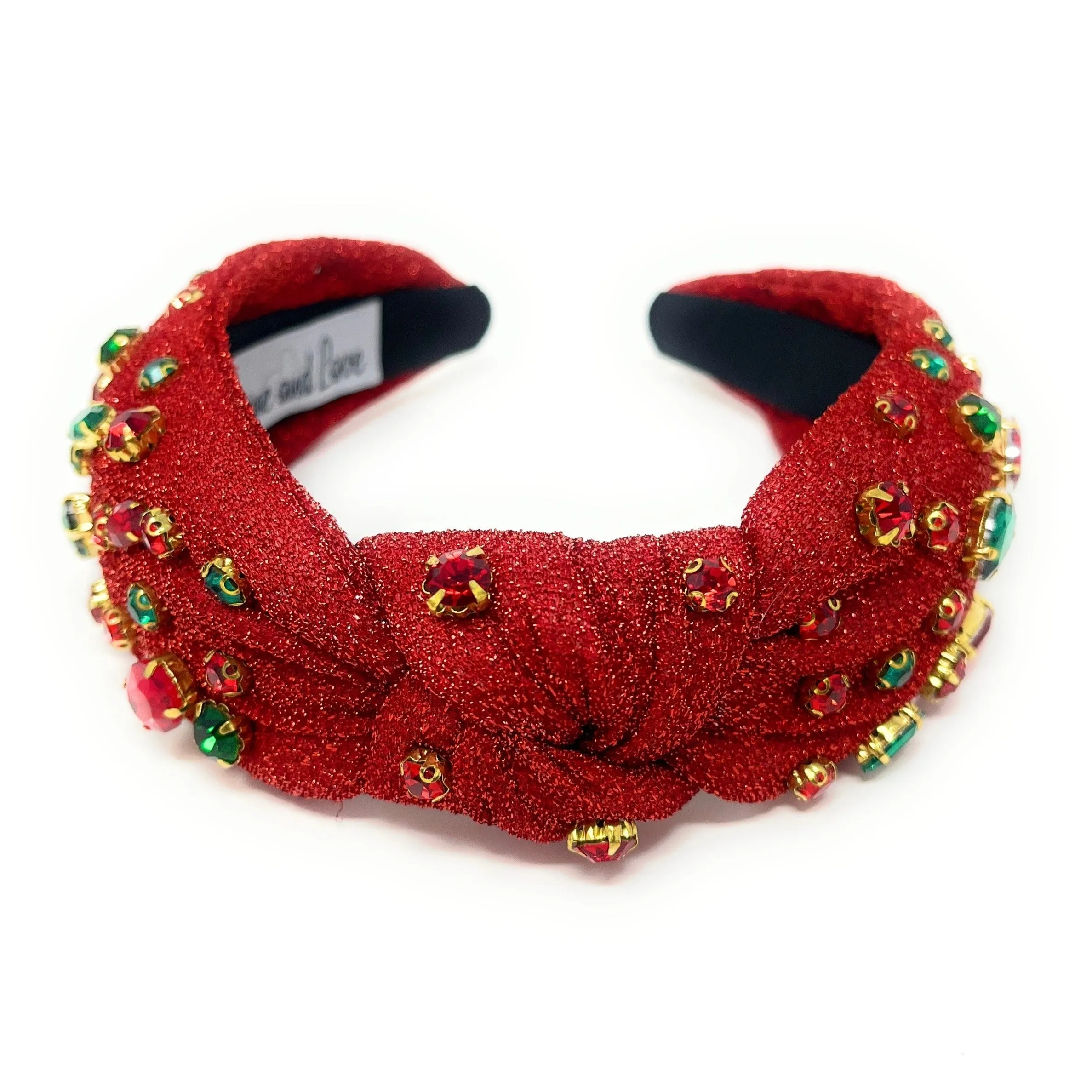 Red Shimmer Jeweled Knot Headband
