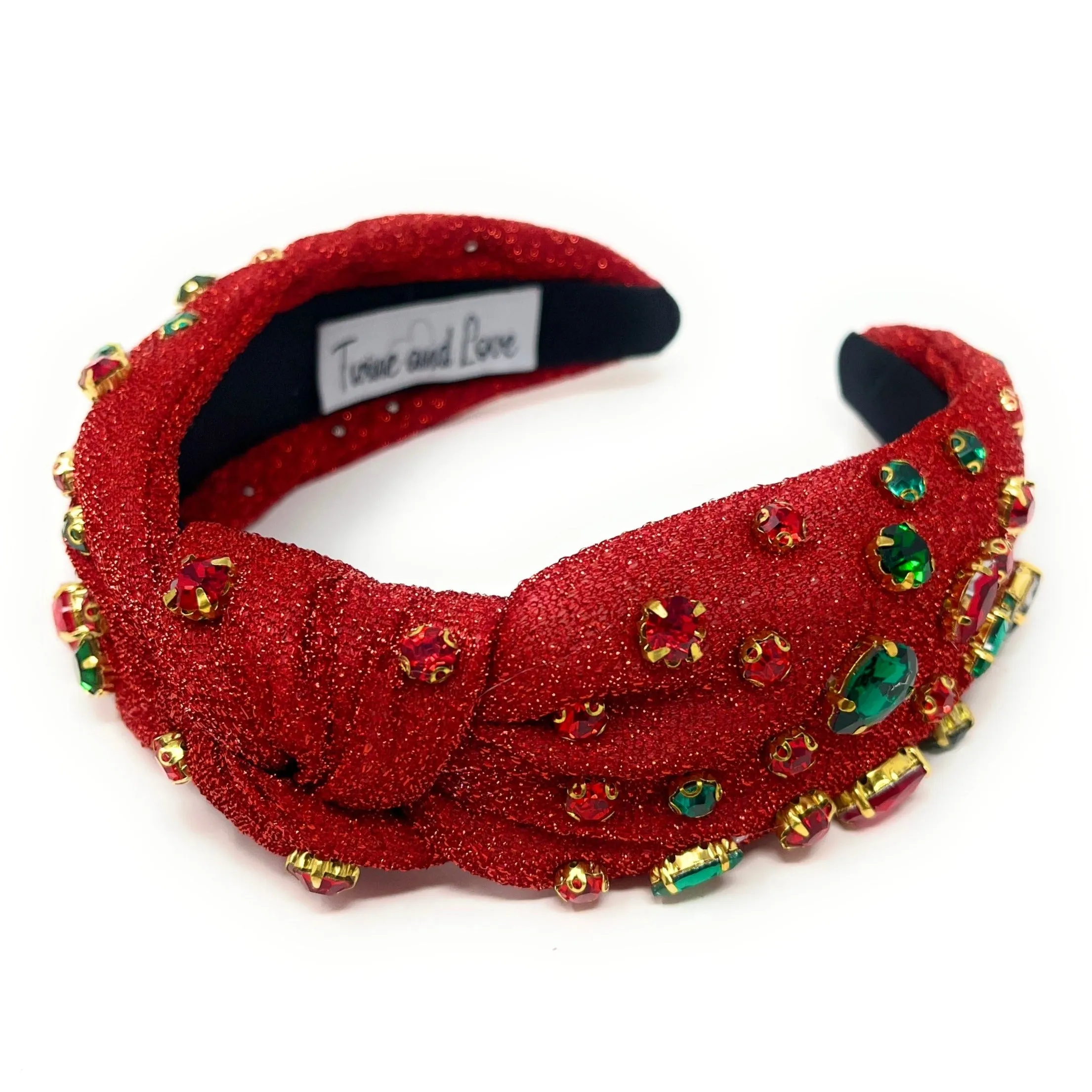 Red Shimmer Jeweled Knot Headband