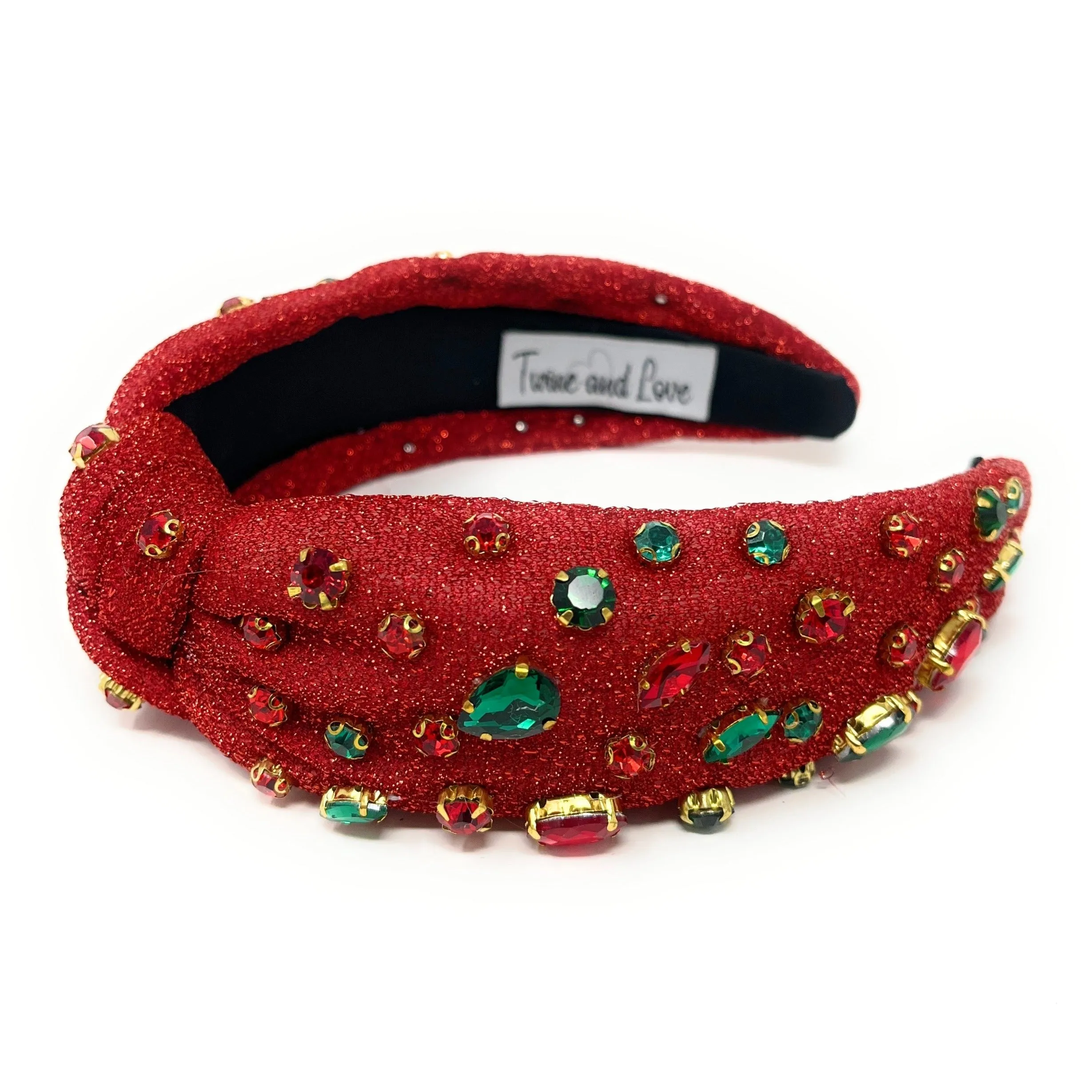 Red Shimmer Jeweled Knot Headband