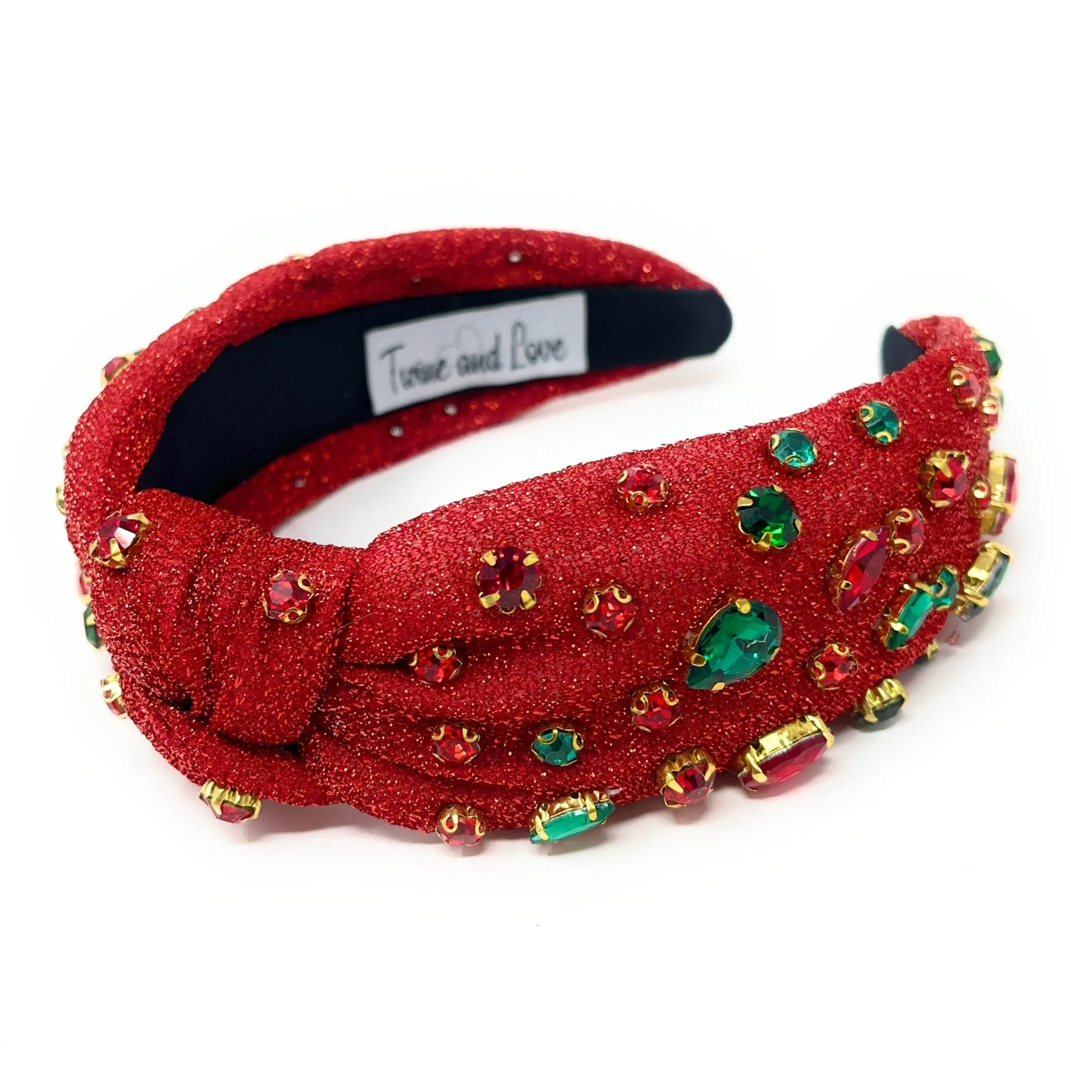 Red Shimmer Jeweled Knot Headband