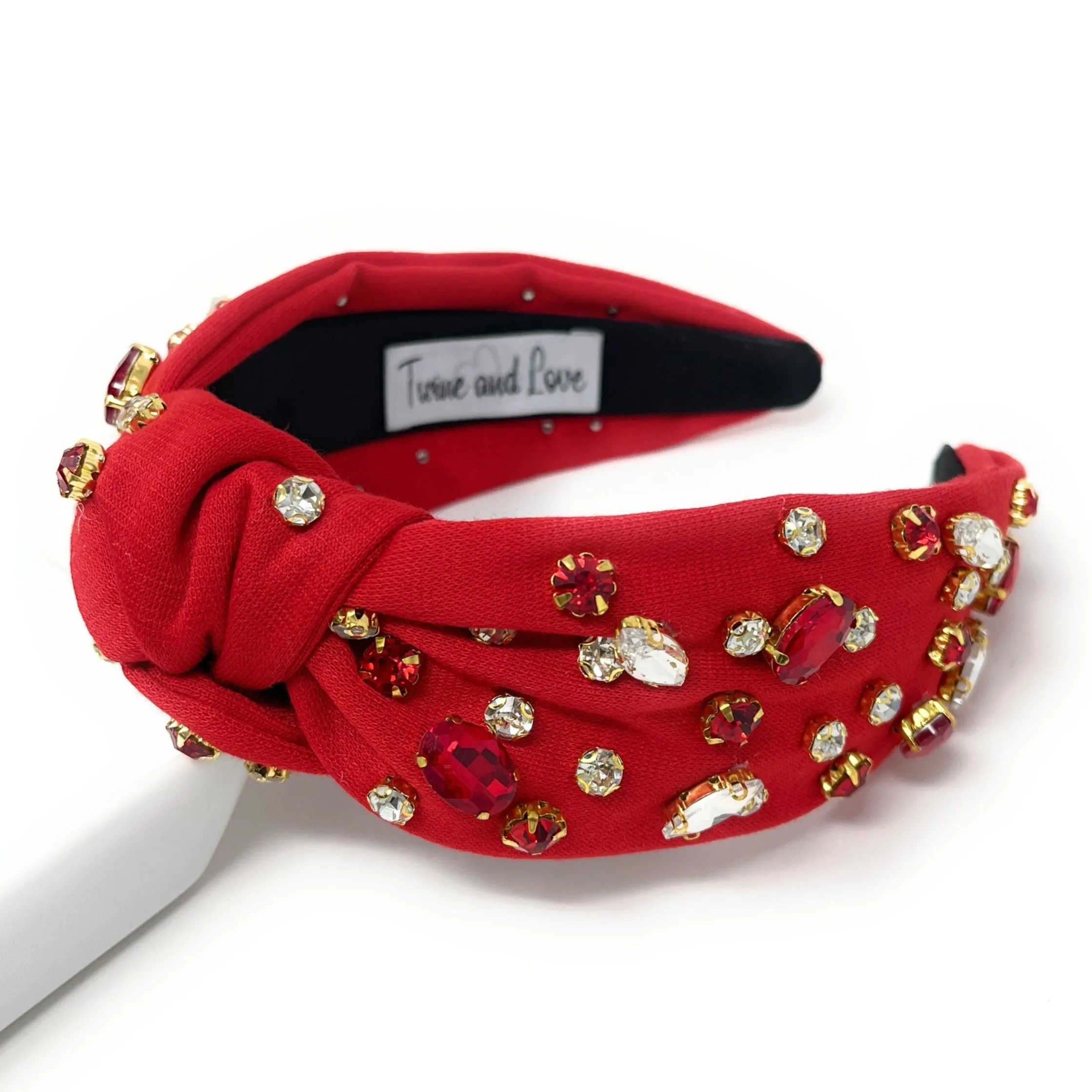 Red White Knot Jeweled Headband