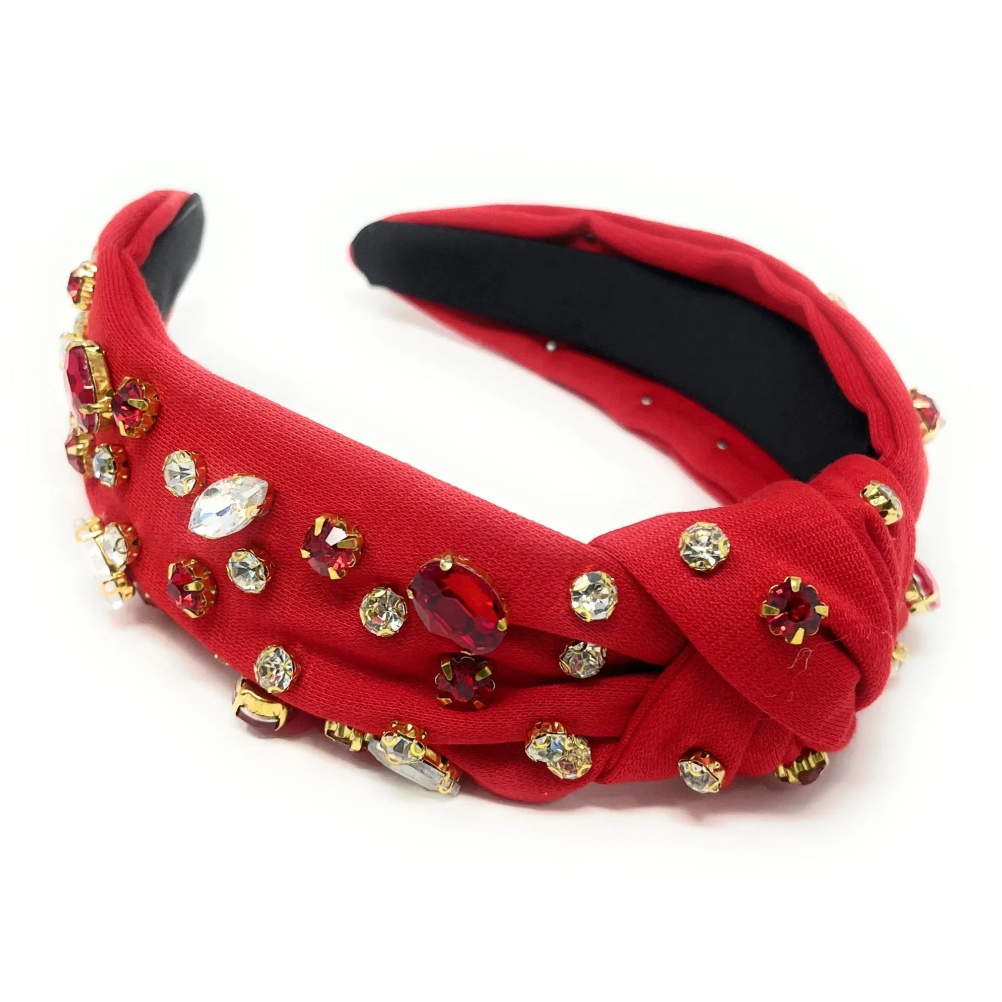 Red White Knot Jeweled Headband