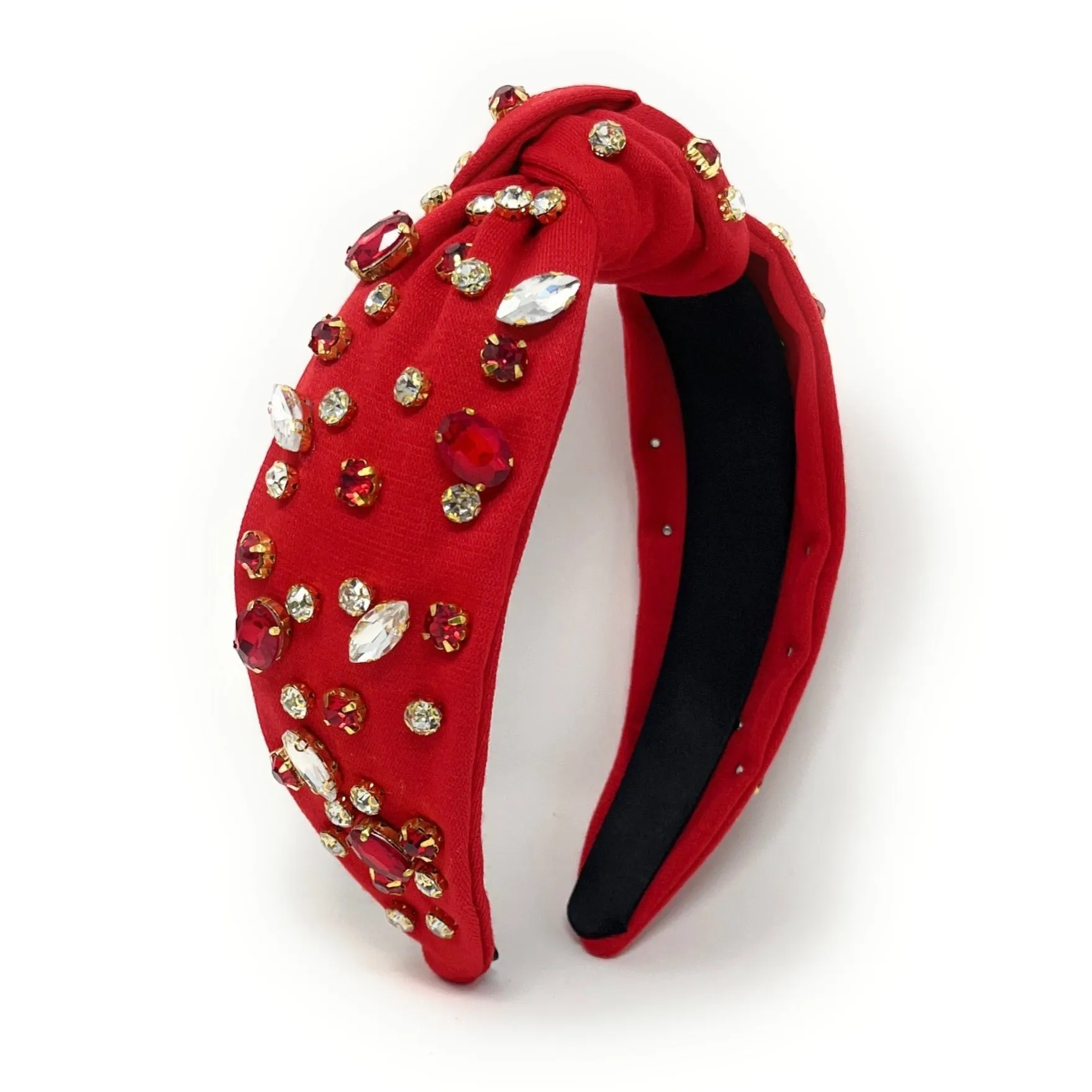 Red White Knot Jeweled Headband