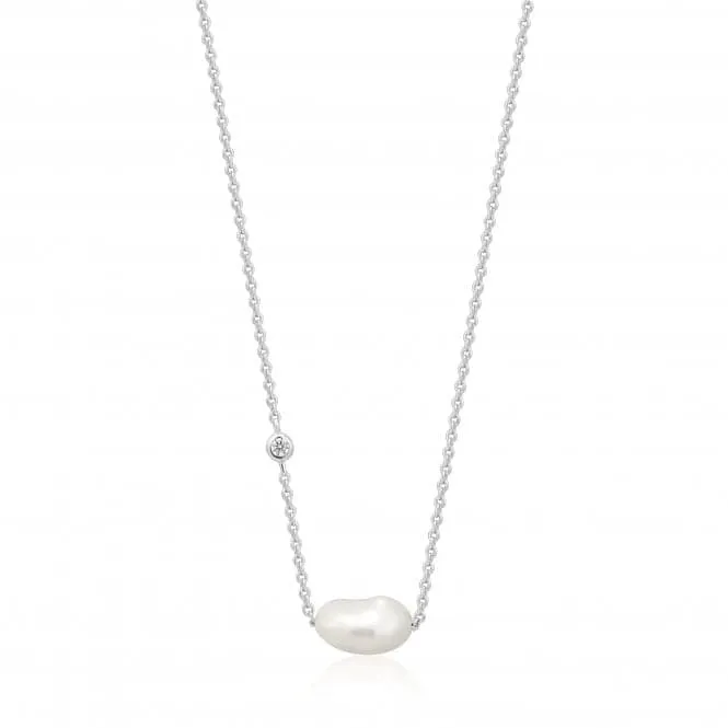 Rhodium Pearl Necklace N019-02H