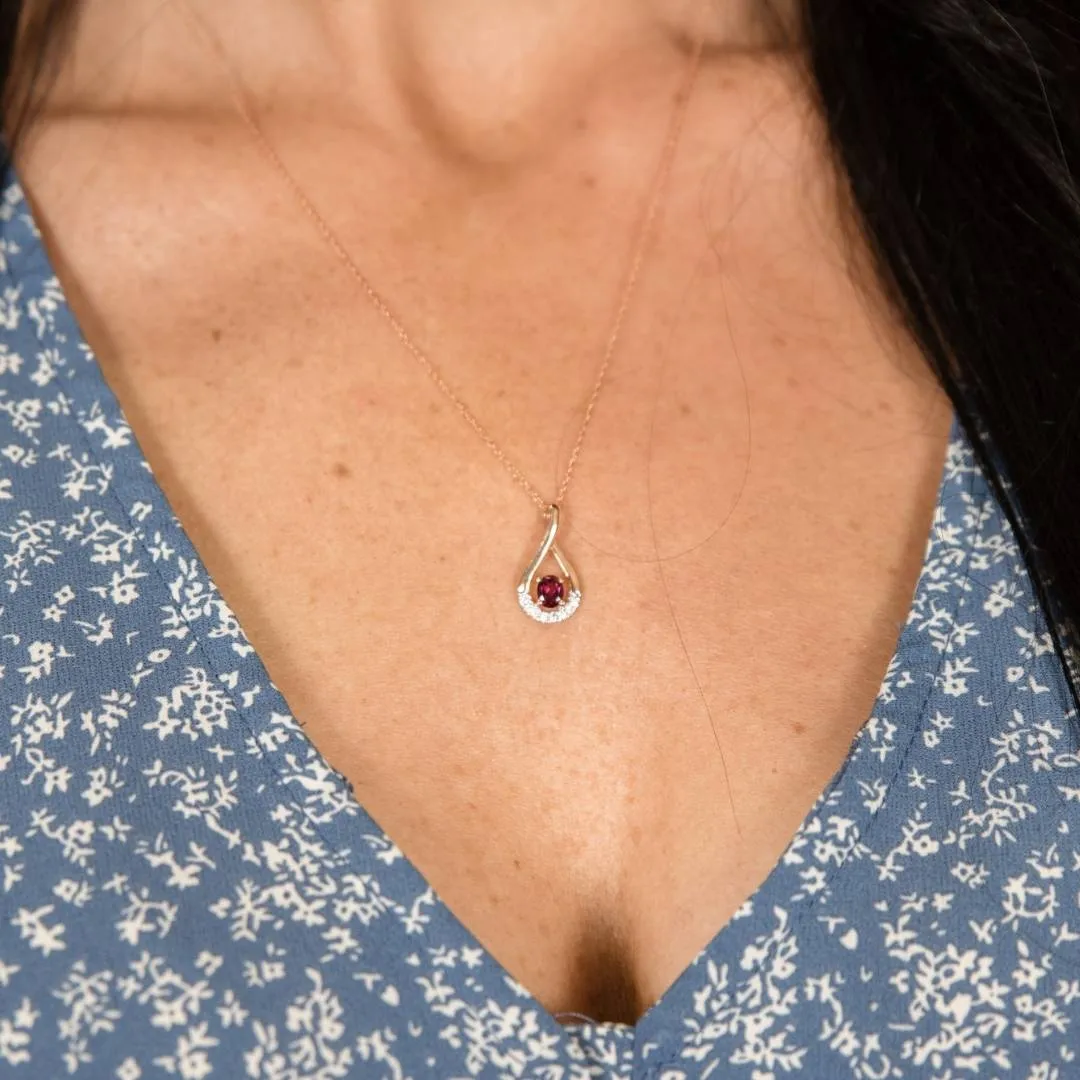 Rhodolite Garnet and Diamond Pendant