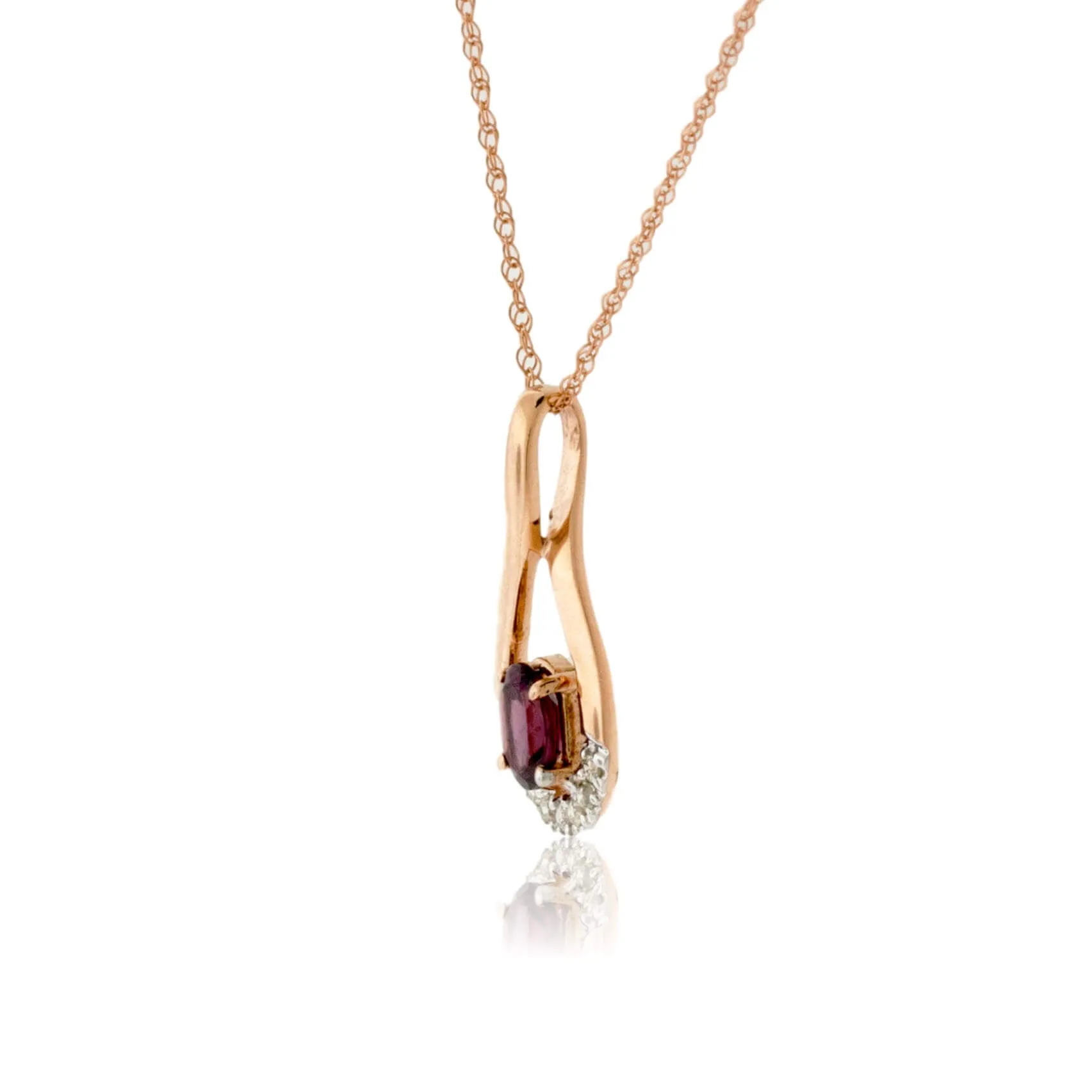 Rhodolite Garnet and Diamond Pendant