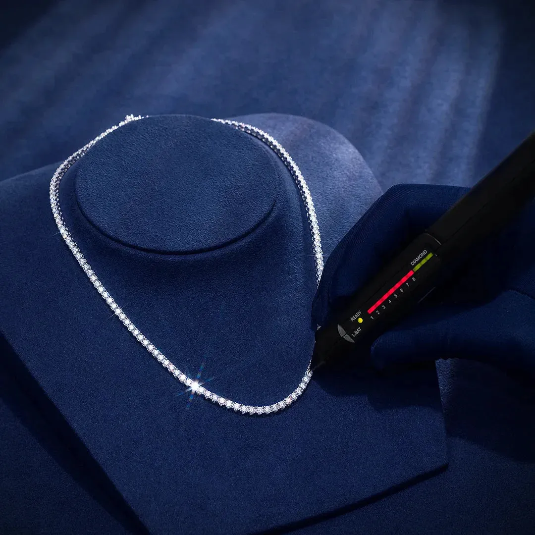 S925 Moissanite Diamond Tennis Chain Necklace in White Gold - 4mm