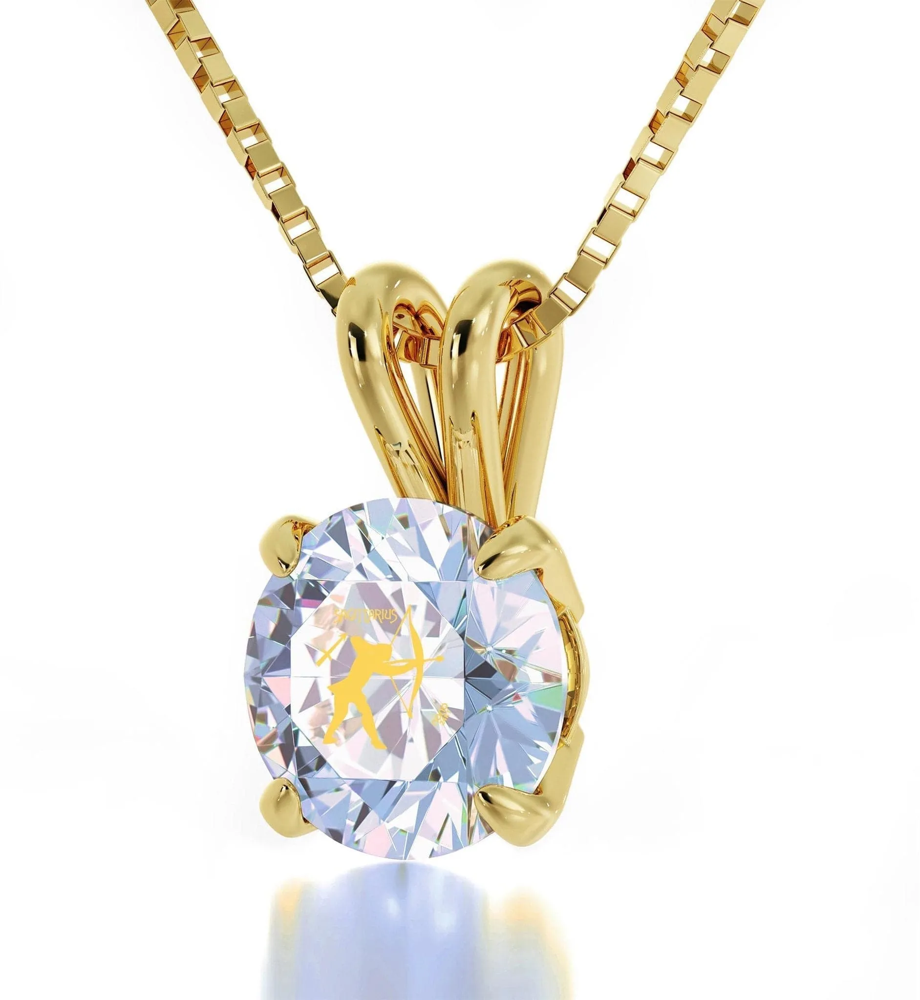 Sagittarius Sign, 14k Gold Necklace, Swarovski