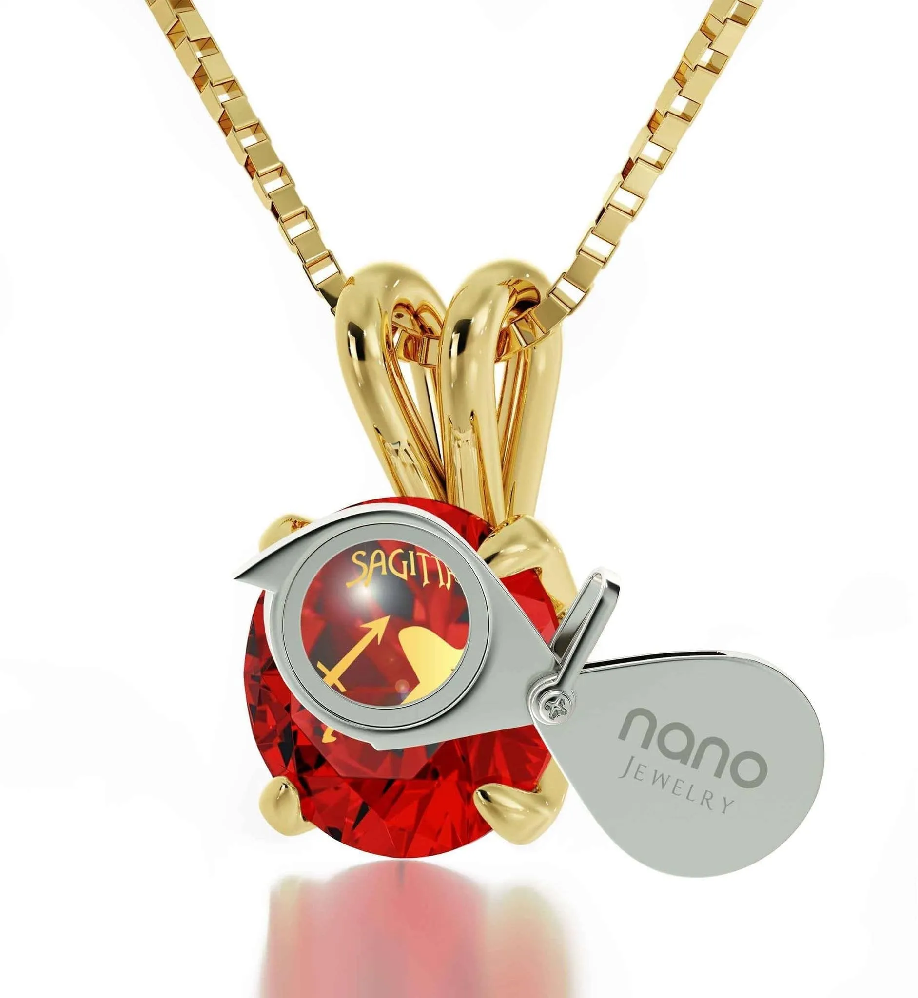 Sagittarius Sign, 14k Gold Necklace, Swarovski