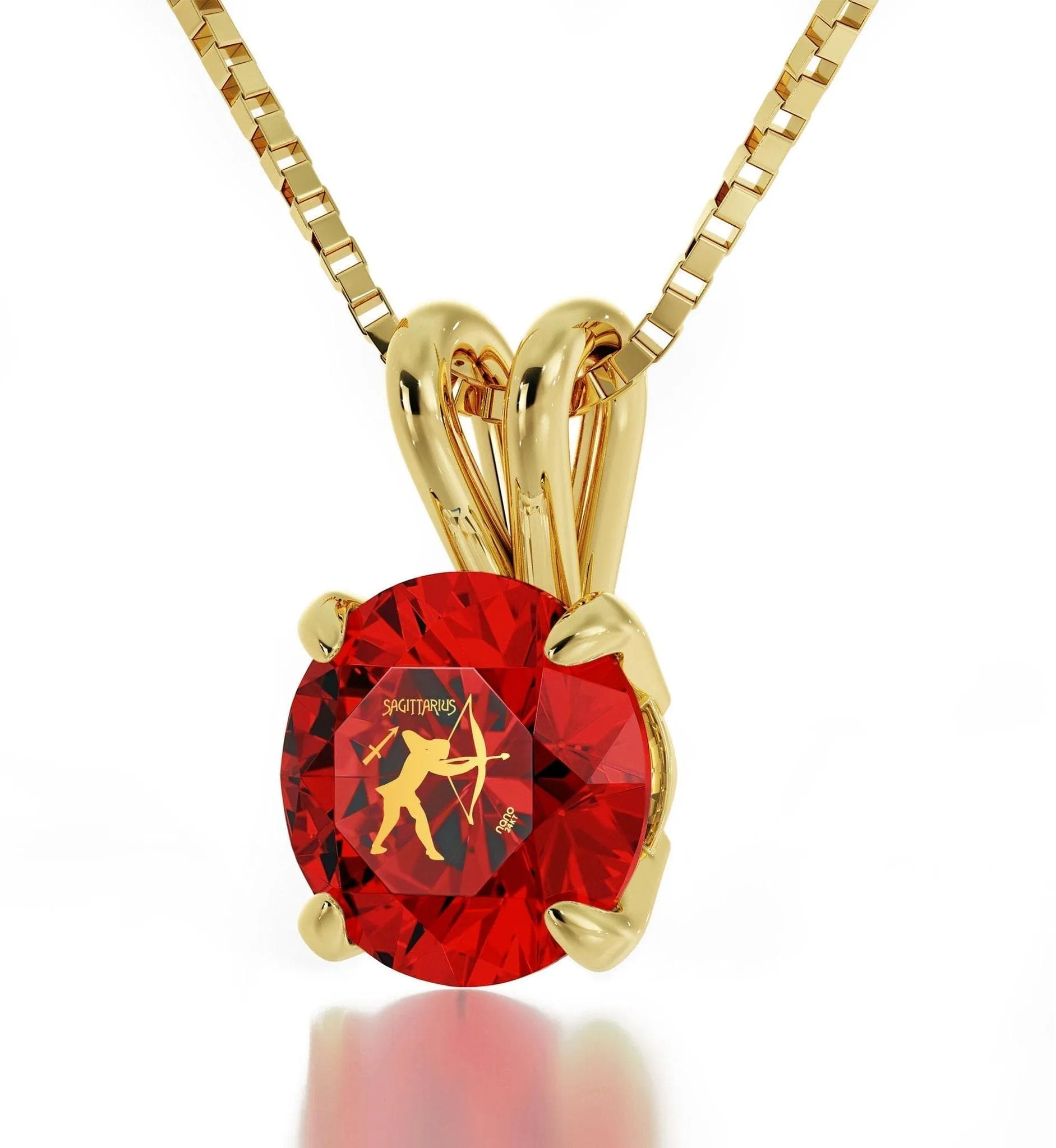 Sagittarius Sign, 14k Gold Necklace, Swarovski