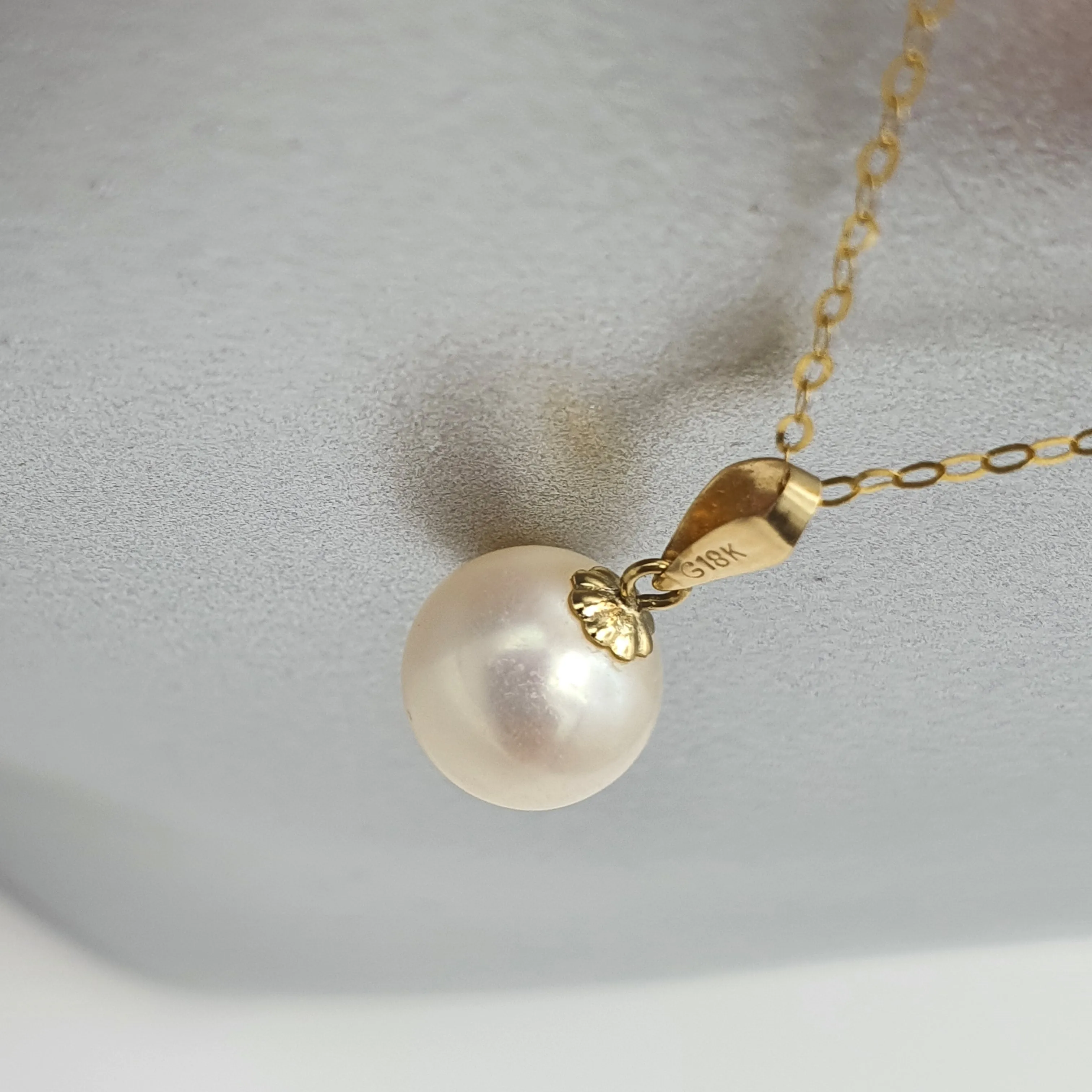 Saltwater Cultured Pearl Necklace, 18k Yellow Gold
