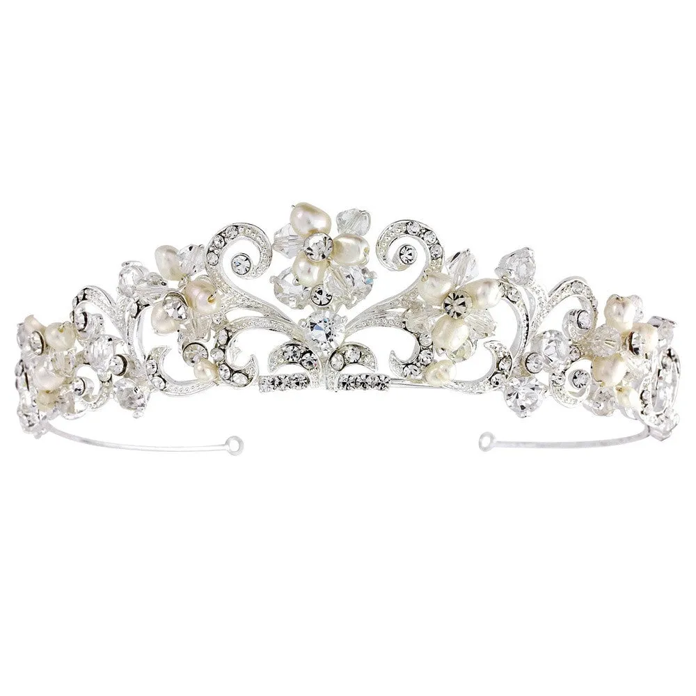 SassB Lorena Crystal and Pearl Tiara