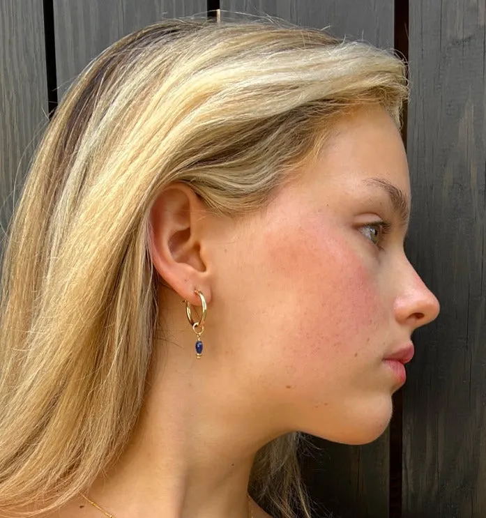silk road - sapphire coin charm hoop earrings