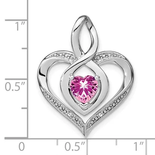 Sterling Silver Gemstone and Diamond Heart Infinity Pendants