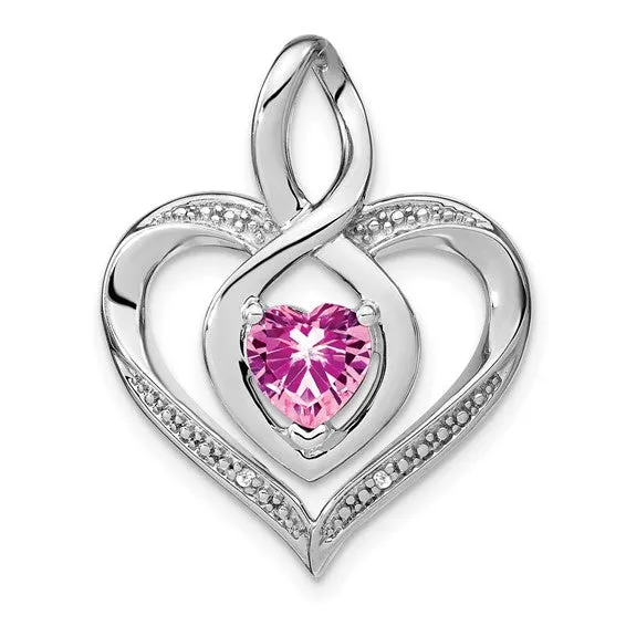 Sterling Silver Gemstone and Diamond Heart Infinity Pendants