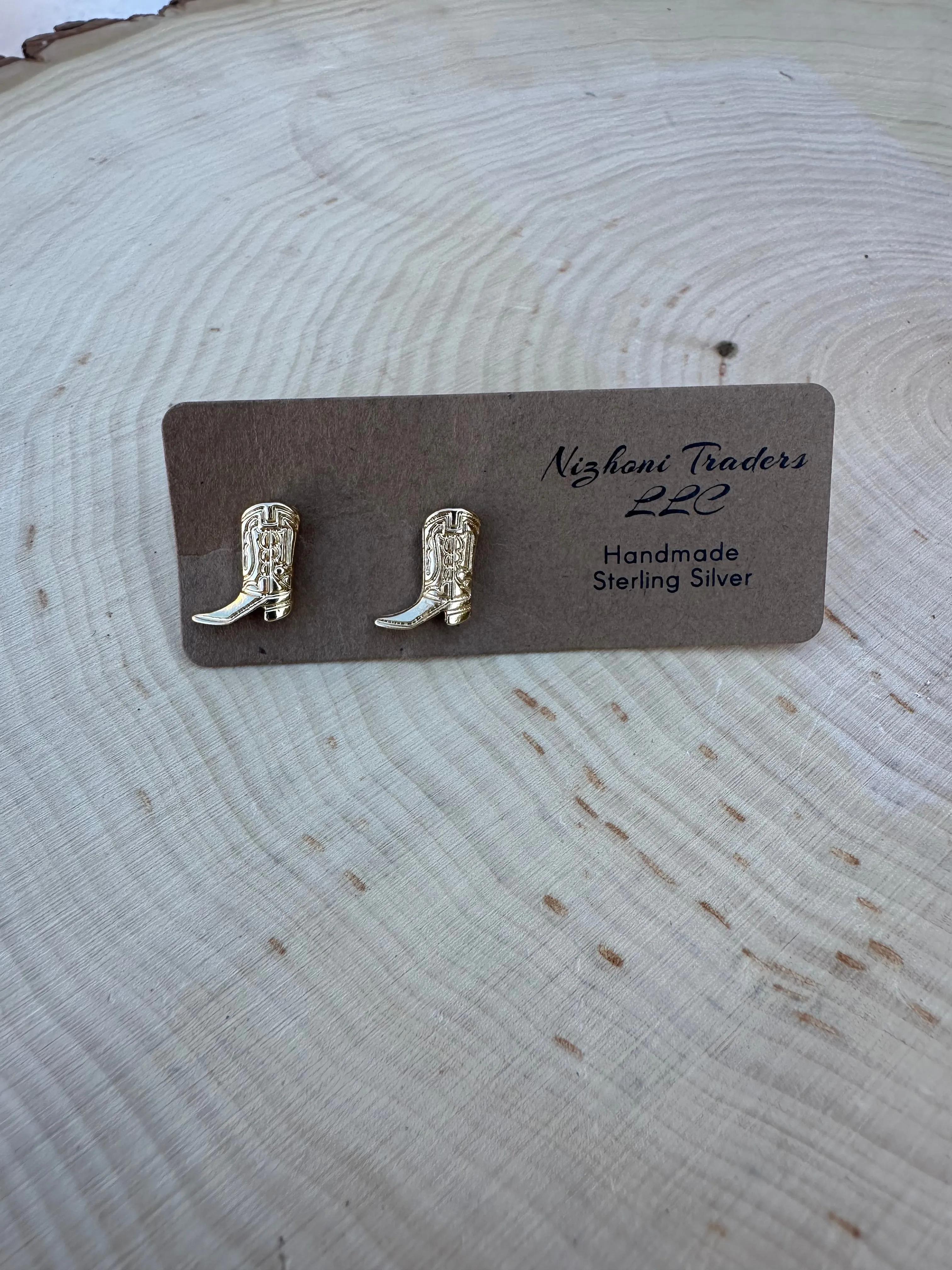 “The Golden Collection” Handmade 14k Gold Plated Cowboy Boot Stud Earrings