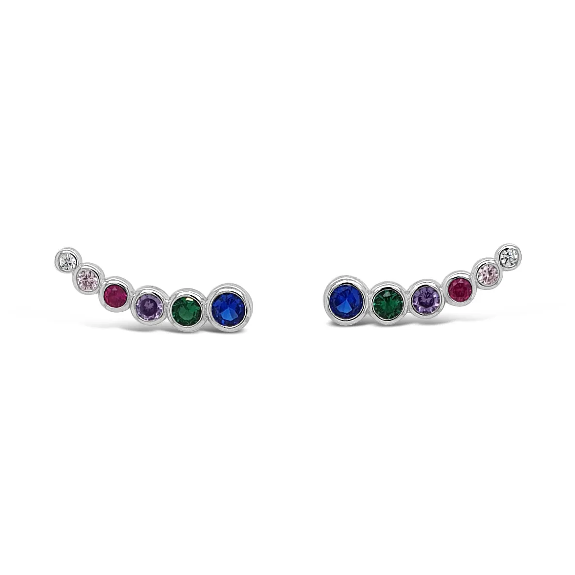 Trisha Multi Gem Sterling Silver Crawler Earrings