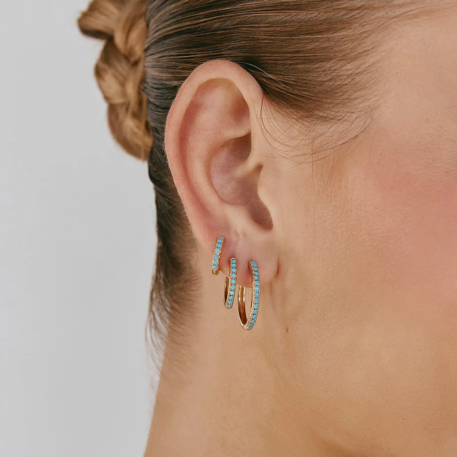 TURQUOISE PAVE MIDI HOOPS