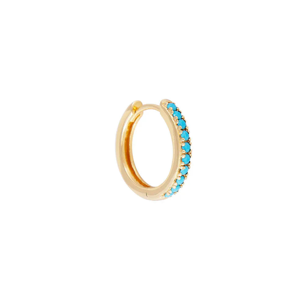 TURQUOISE PAVE MIDI HOOPS