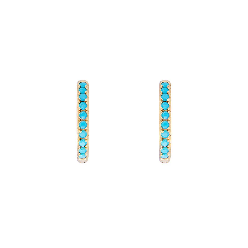 TURQUOISE PAVE MIDI HOOPS