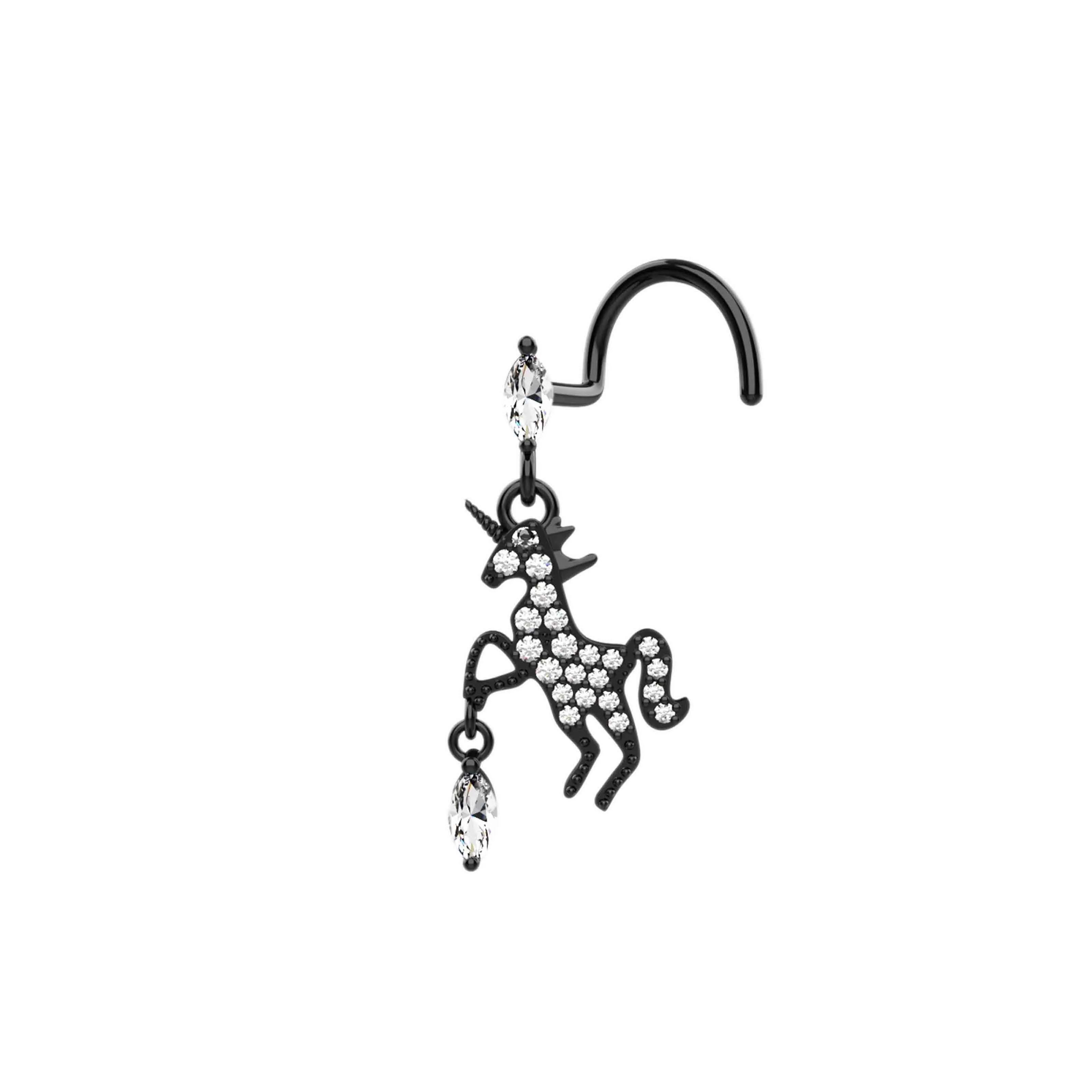 Unicorn Dangle Nose Ring – Whimsical Gold Piercing Jewelry