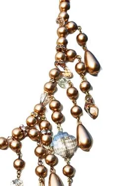 Vintage Gold Pearls   Swarovski Sparkle WOW Art Necklace Gay Isber USA 1 of 1