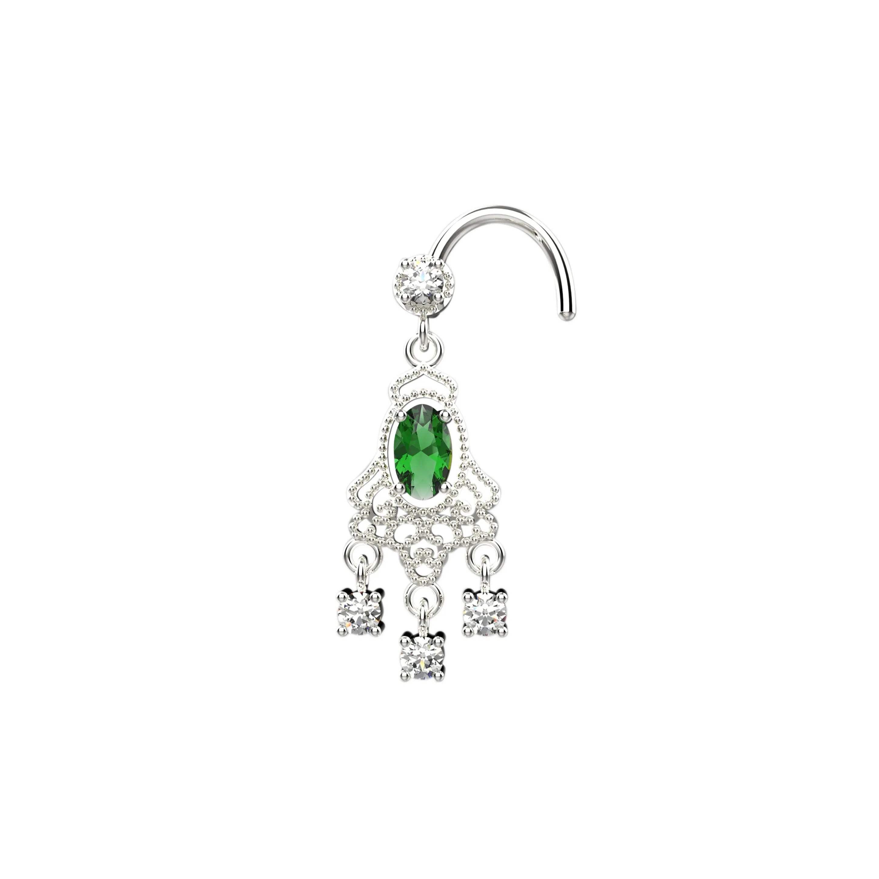 Vintage Indian Dangle Nose Ring – Traditional Nose Piercing Jewelry