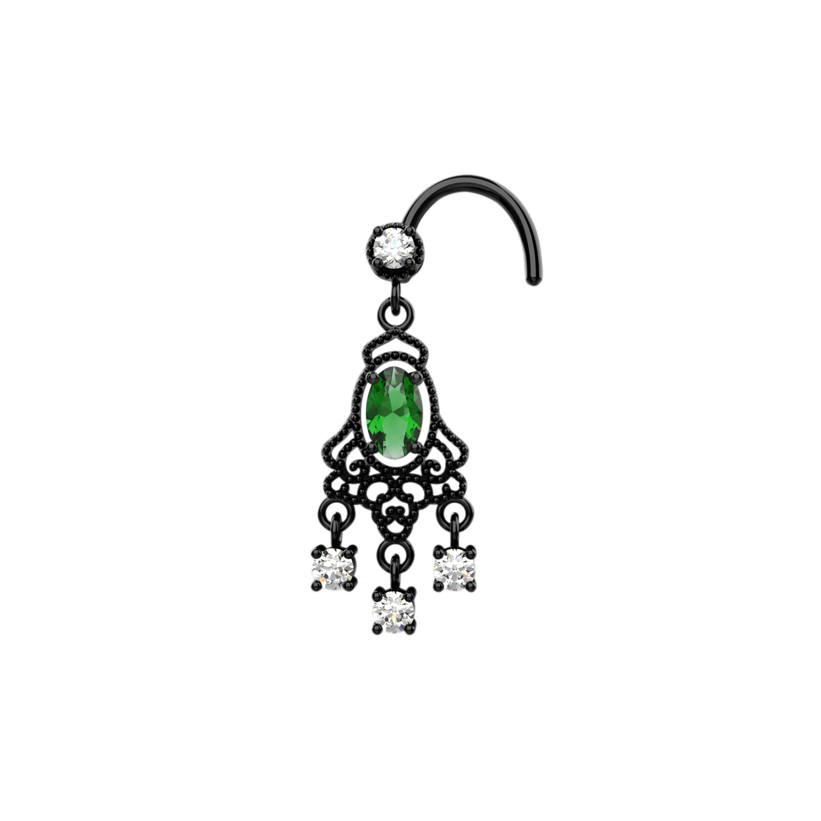 Vintage Indian Dangle Nose Ring – Traditional Nose Piercing Jewelry