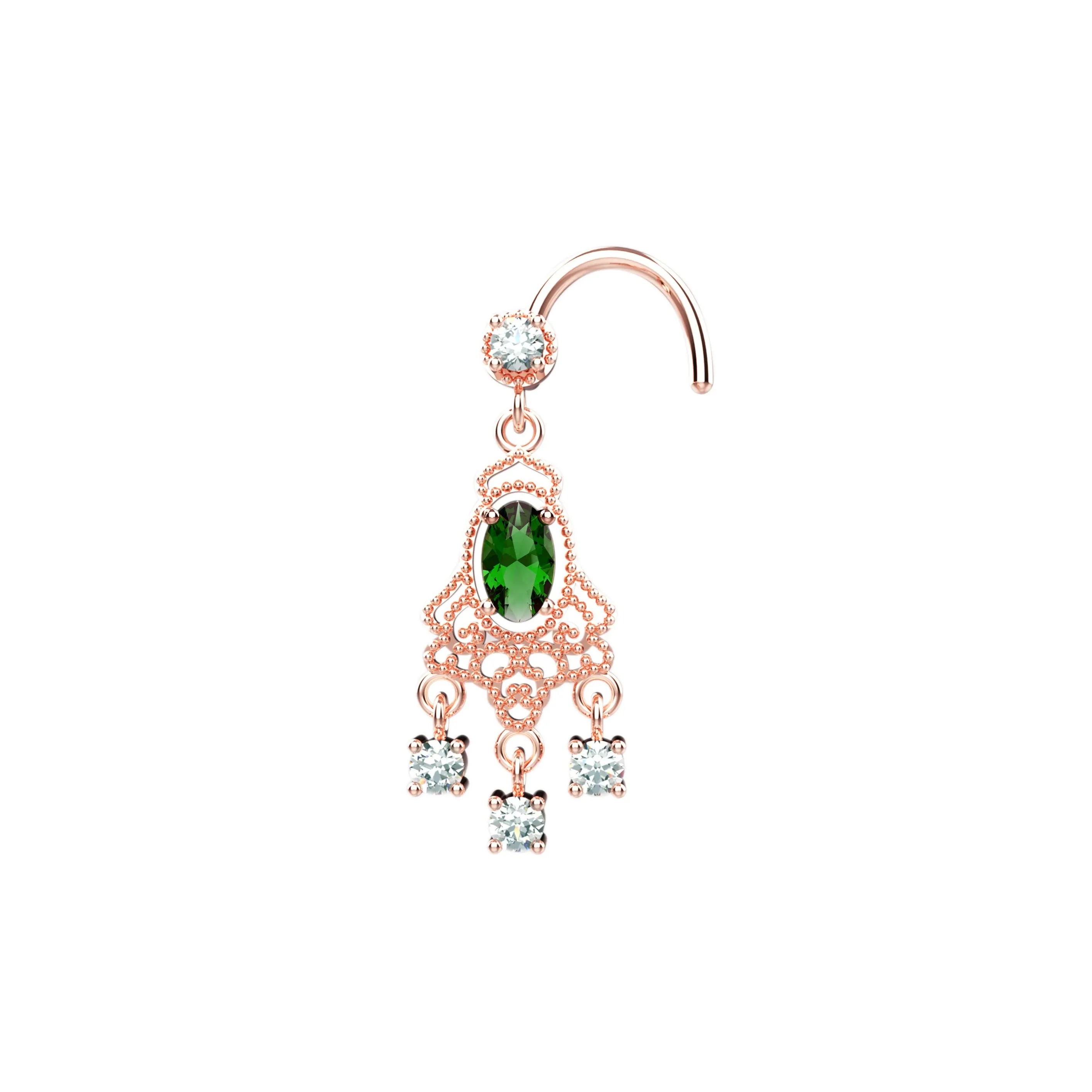 Vintage Indian Dangle Nose Ring – Traditional Nose Piercing Jewelry