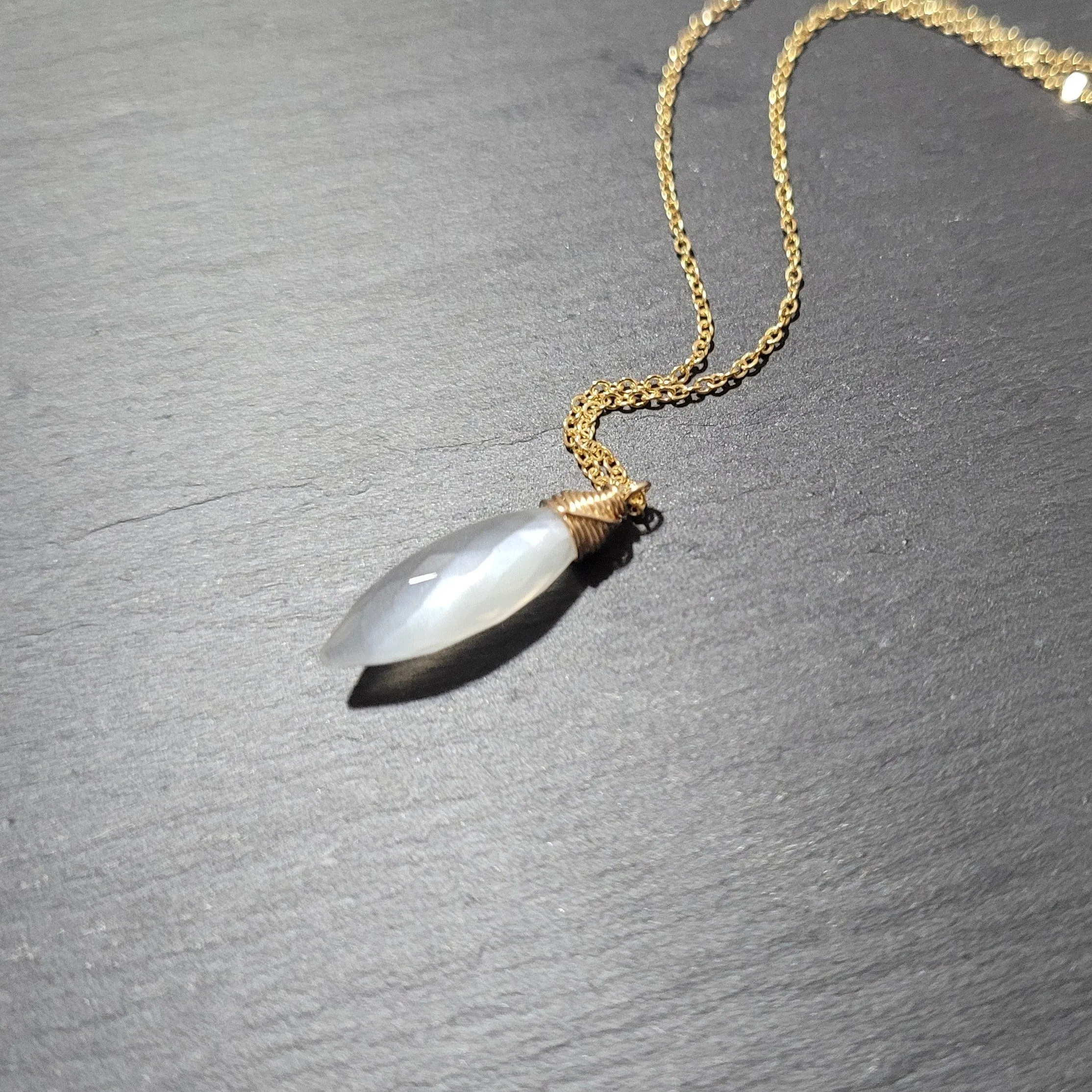 White Moonstone Briolette Pendant Necklace