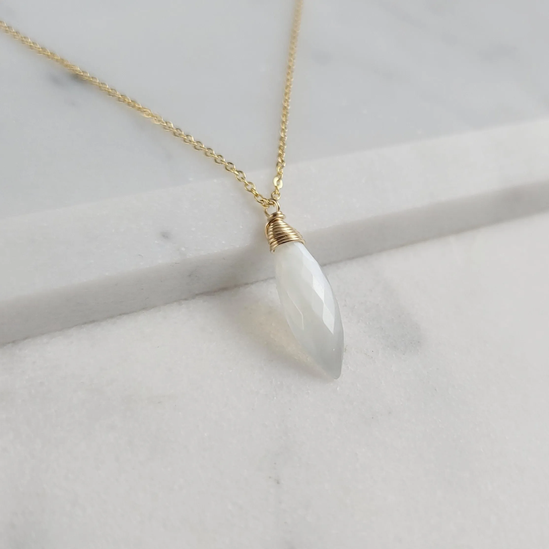 White Moonstone Briolette Pendant Necklace
