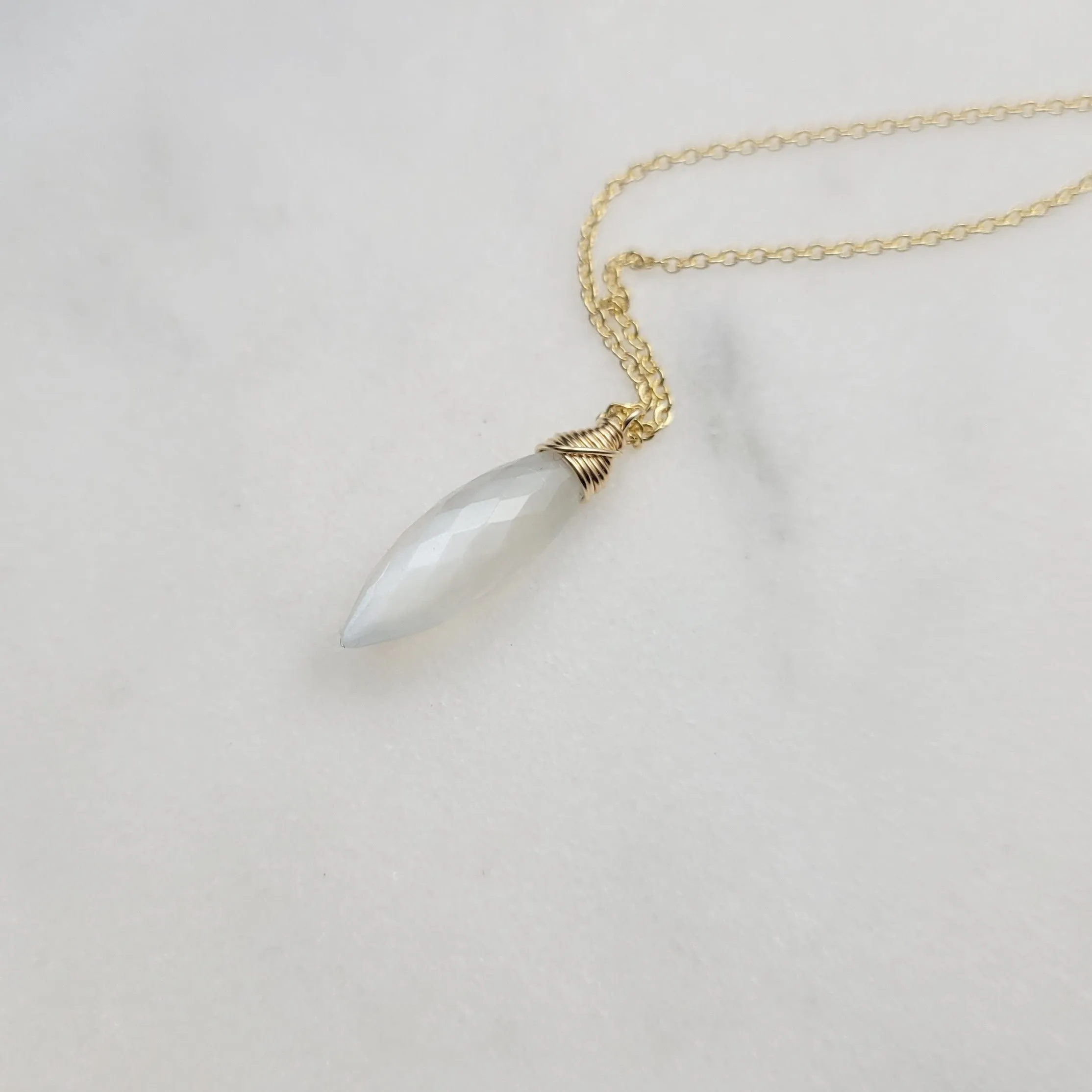 White Moonstone Briolette Pendant Necklace