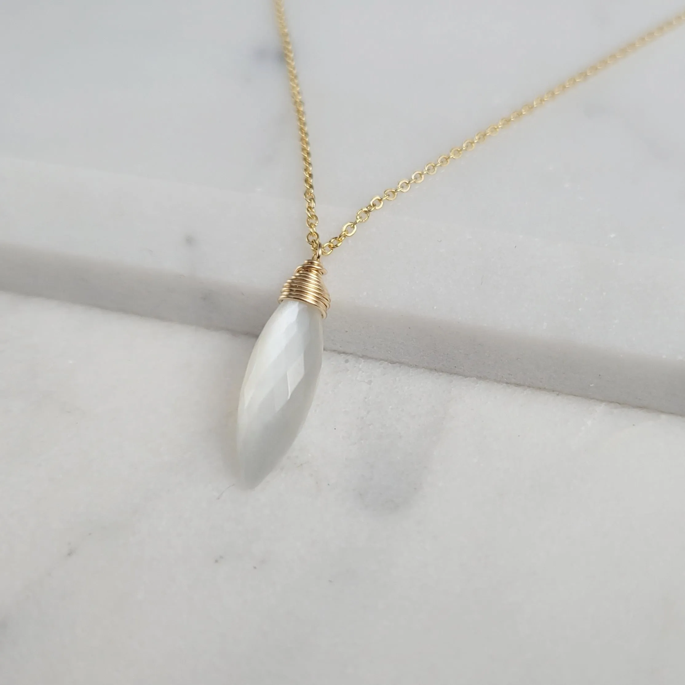 White Moonstone Briolette Pendant Necklace