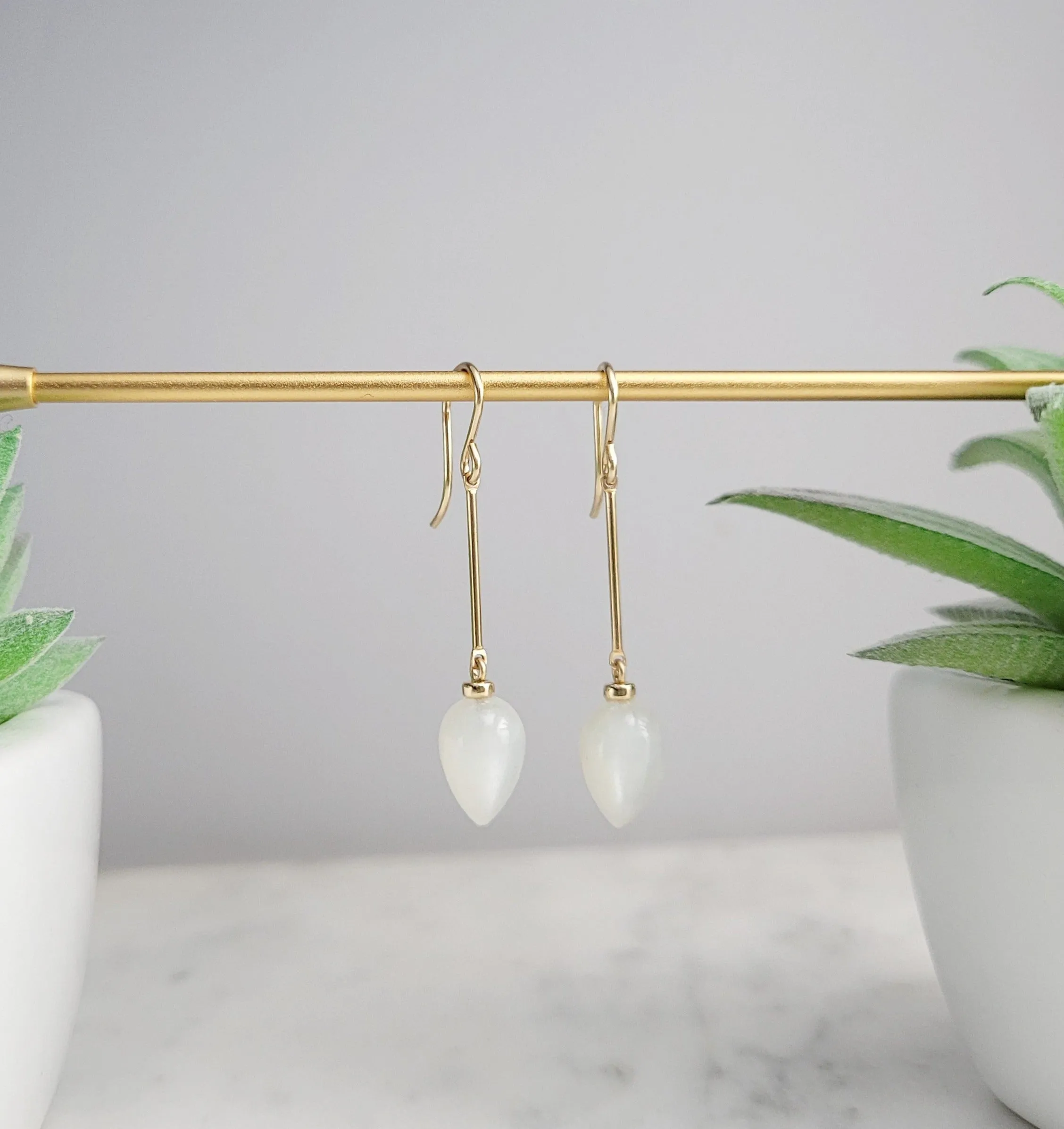 White Moonstone Drop Earrings