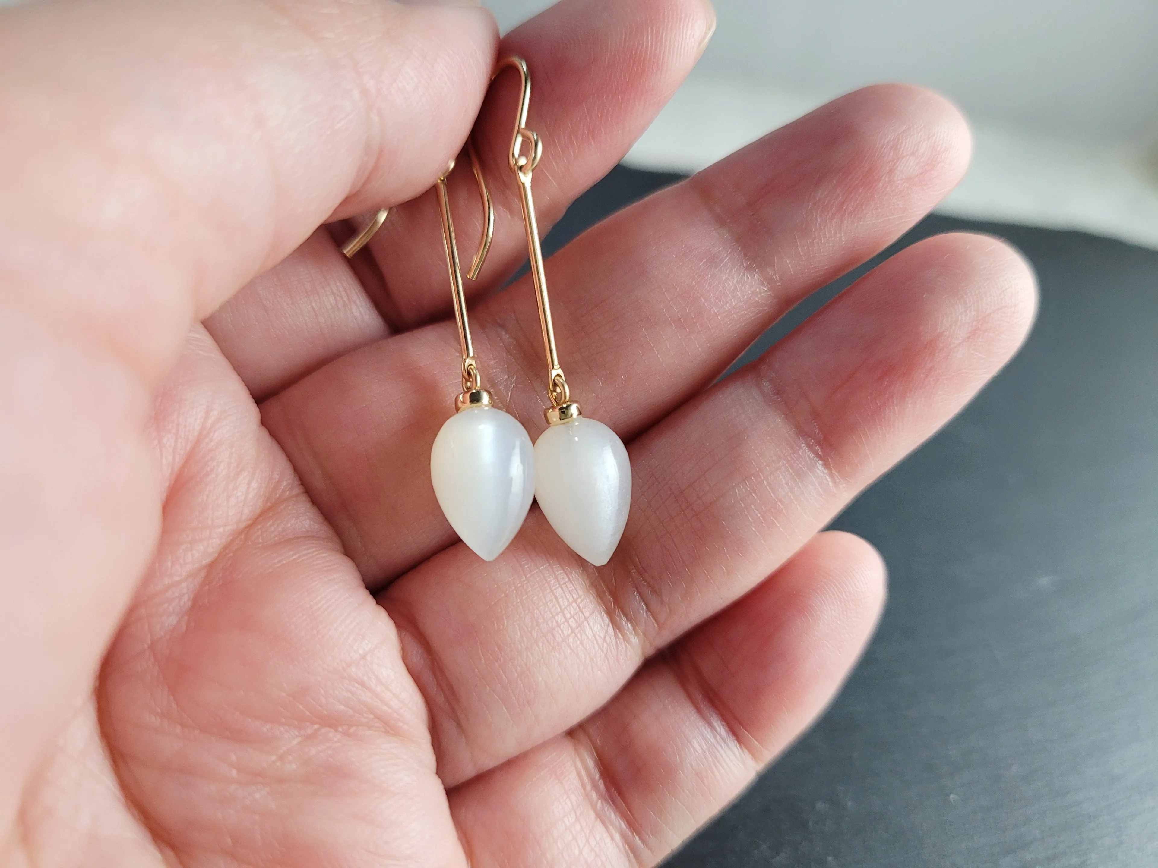 White Moonstone Drop Earrings